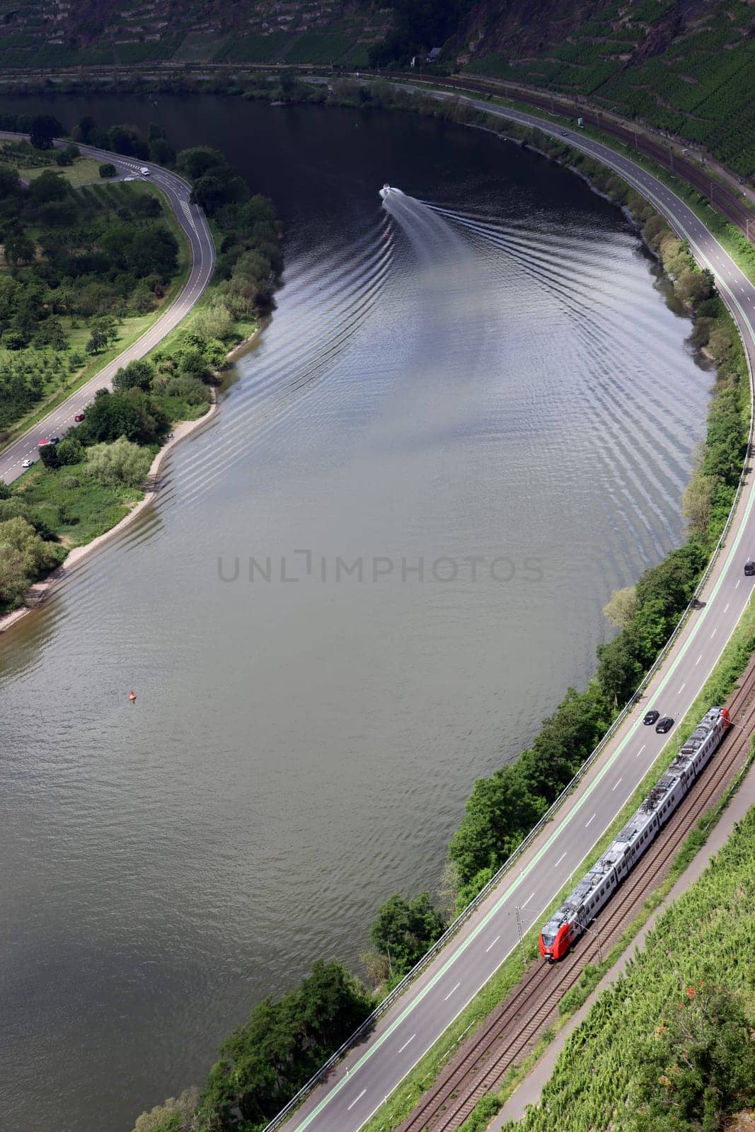 Blick vom Aussichtspunkt Blumsley auf die Mosel, Rheinland-Pfalz, Deutschland, Dieblich