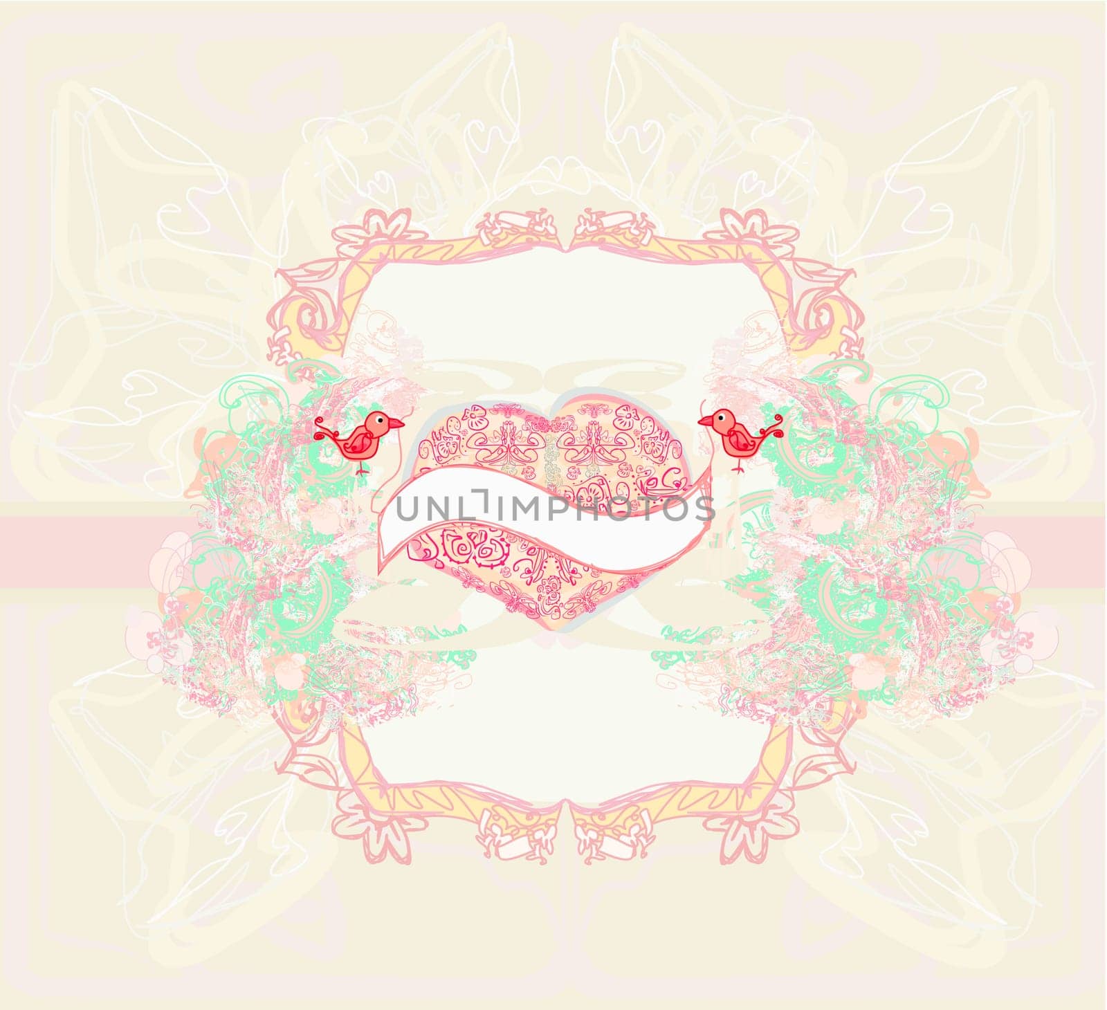 valentines day greeting card with 2 sweet love birds