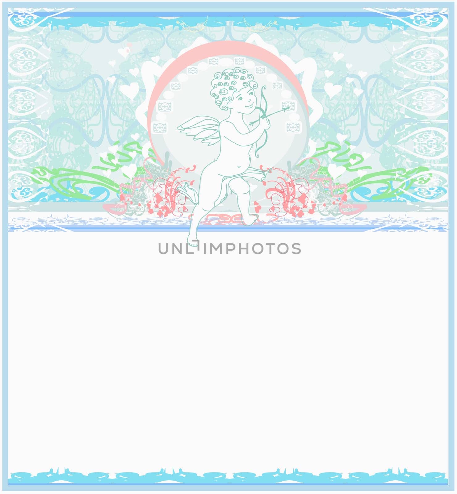 happy valentines day card with cupid