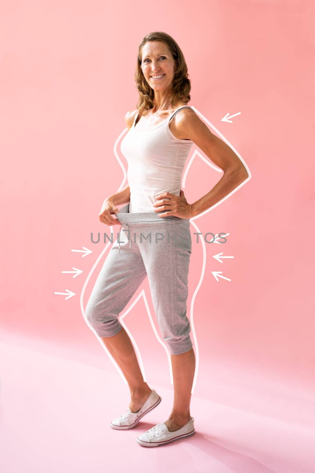 Woman Weight Loss And Slim Concept. Lose Fat
