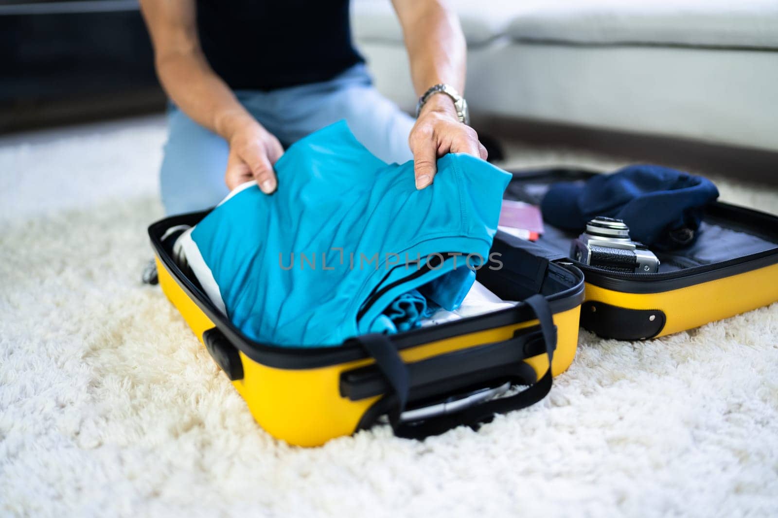 Suitcase Luggage Packing For Travel. Holiday Trip