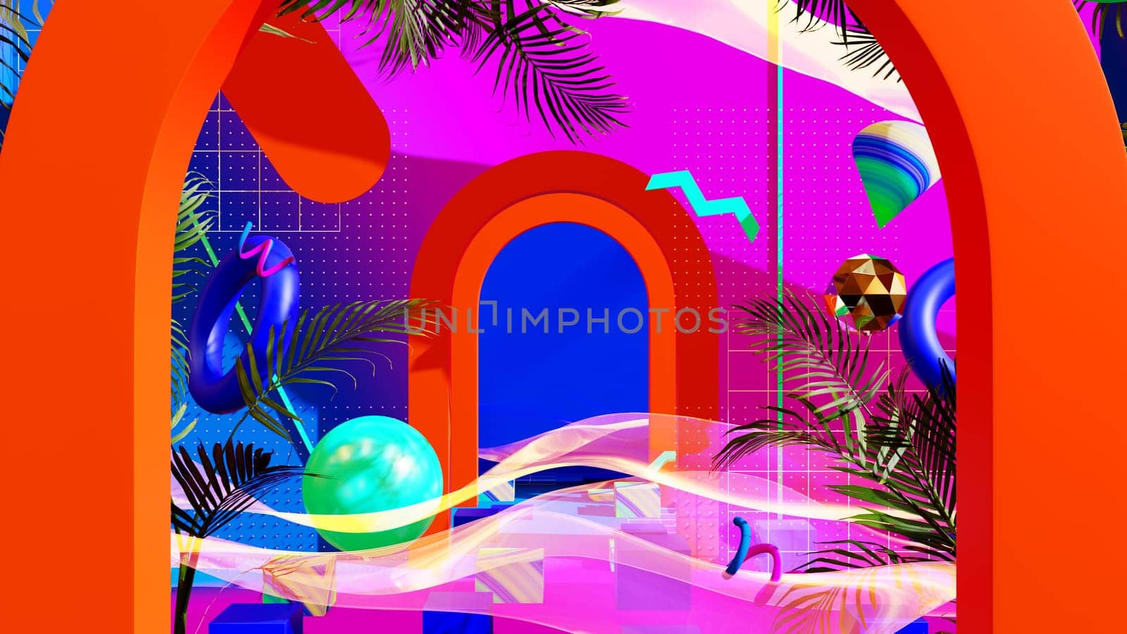 3D illustration Background for advertising and wallpaper in art retro and memphis art scene. 3D rendering in decorative concept.
