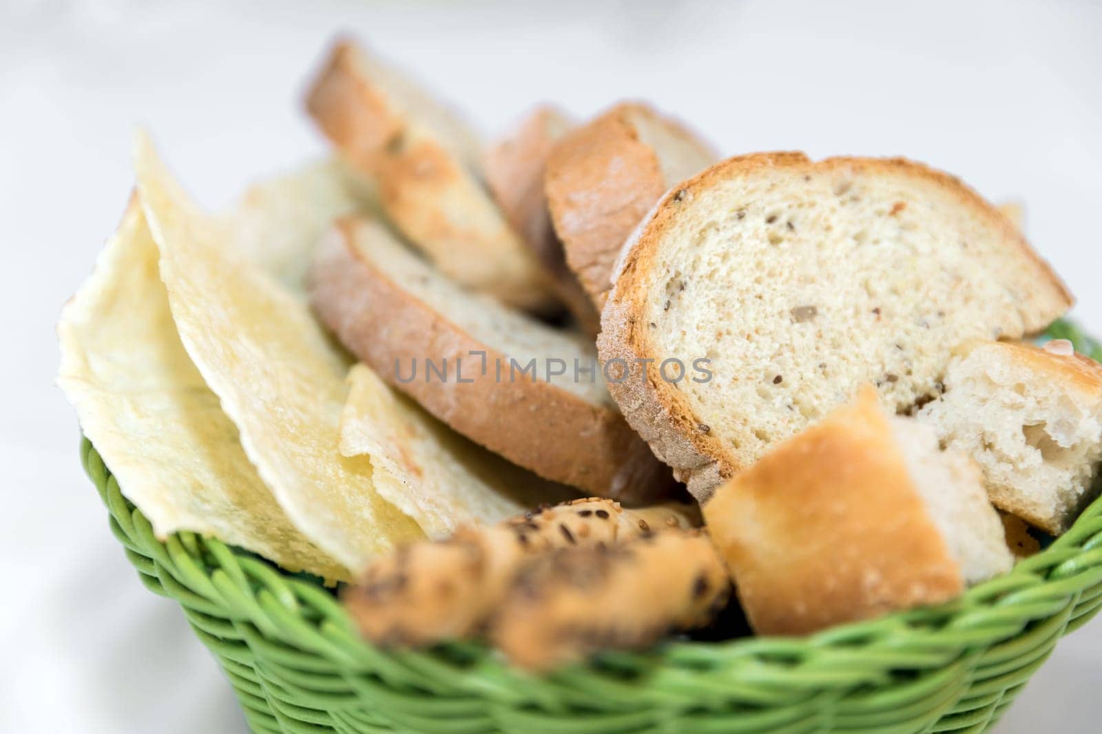 Wicker basket with assorted baking products. Shallow DOF.