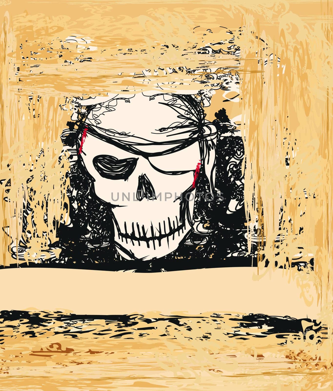 Skull Pirate - retro card