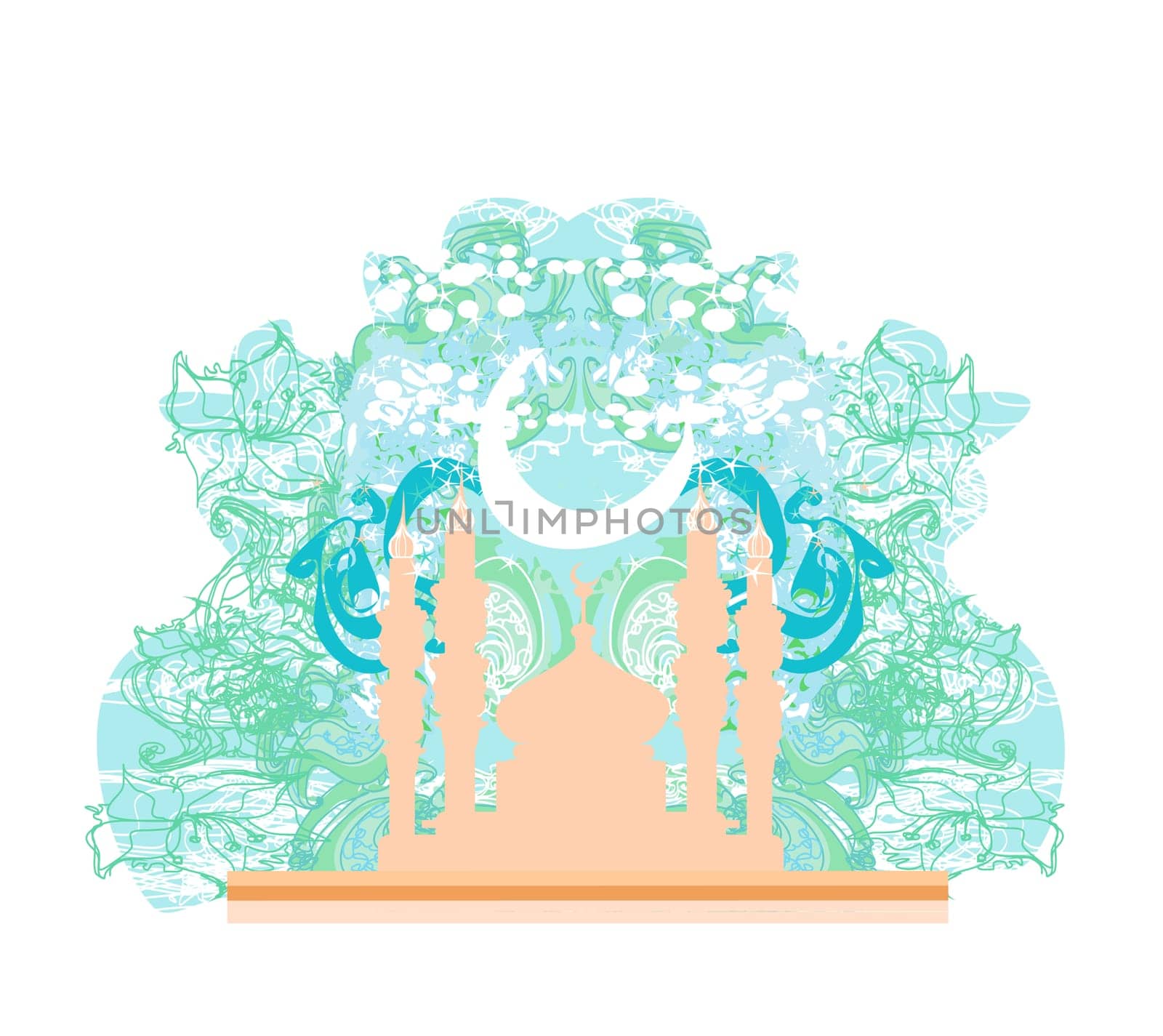 Ramadan background - mosque silhouette illustration card