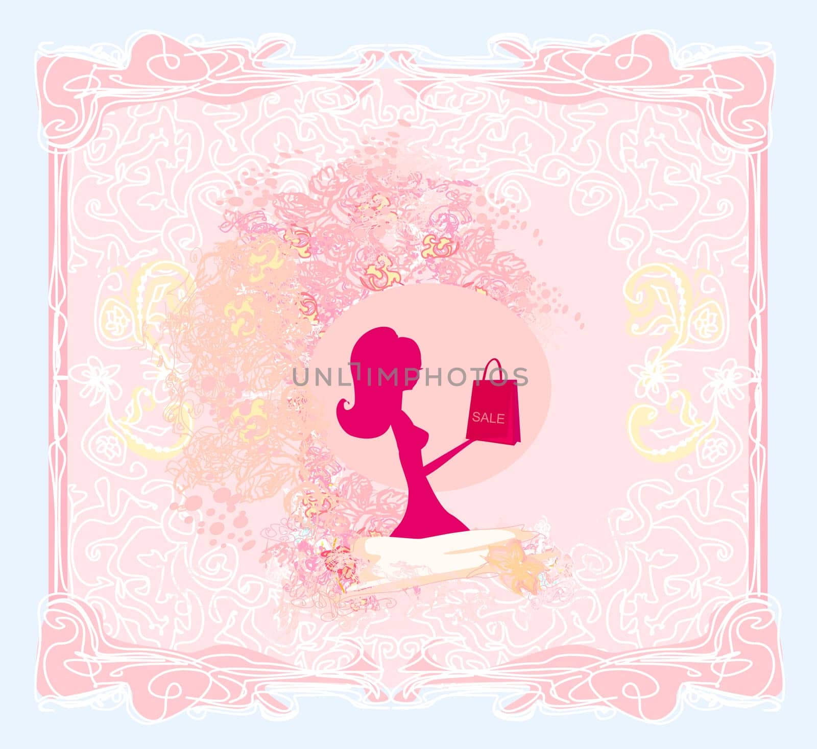 abstract fashion girl Shopping - illustration