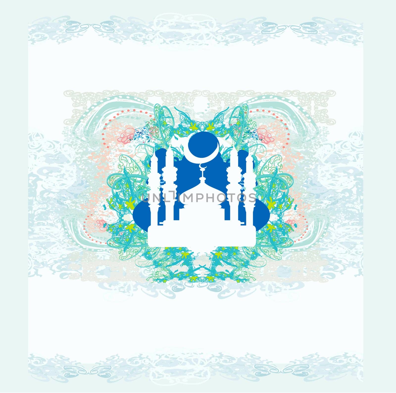 Ramadan background - mosque silhouette illustration card