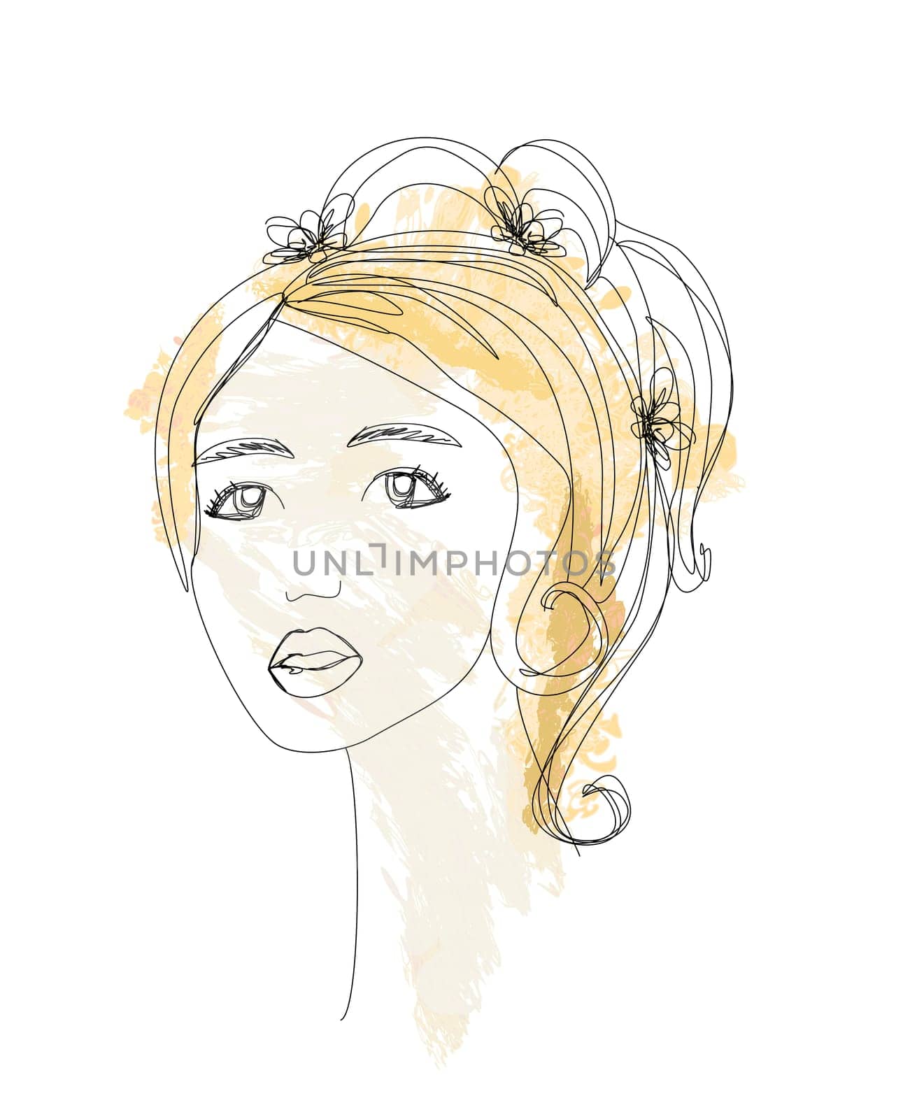 Abstract Beautiful Woman doodle Portrait