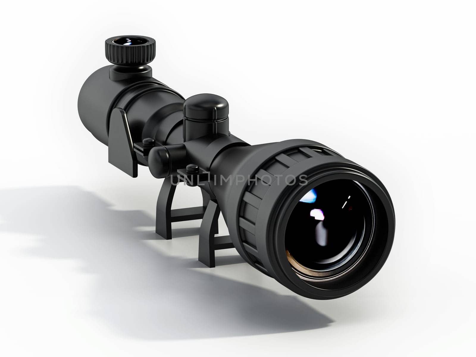 Rifle scope isolated on white background. 3D illustration.