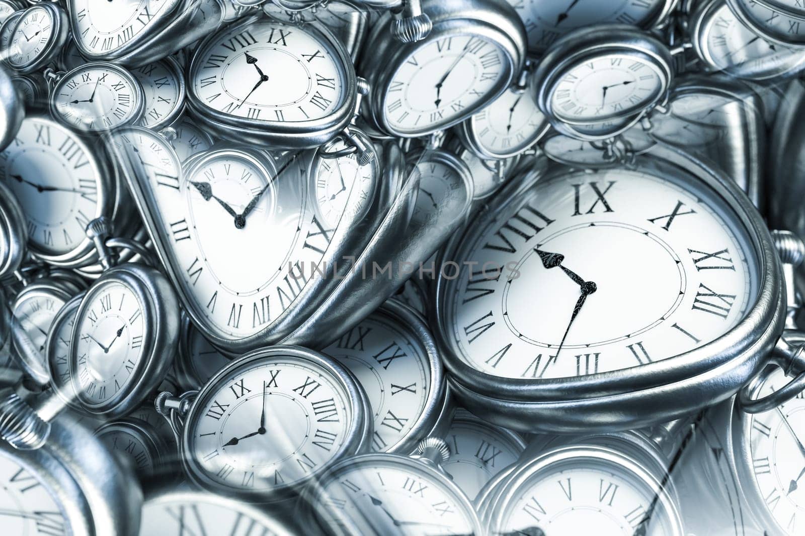 Droste effect background with infinite clock spiral. Abstract design for concepts related to time and deadline.