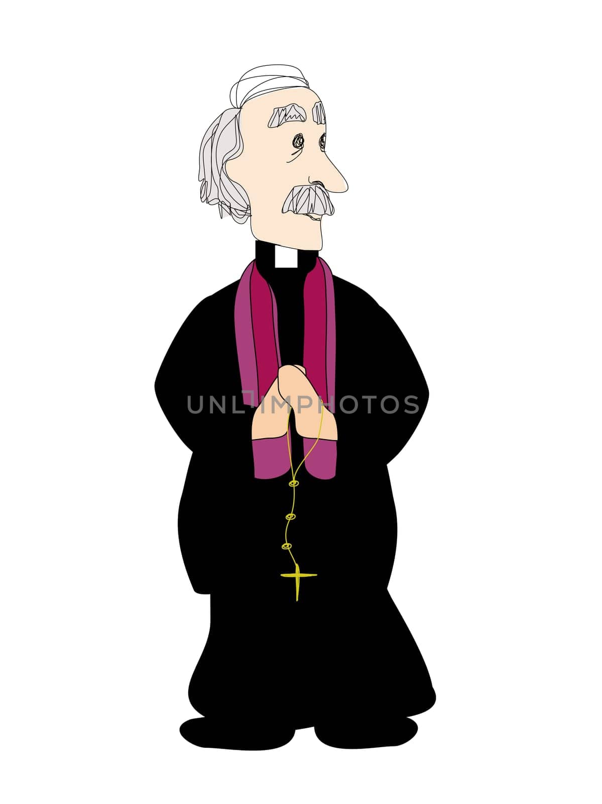 Catholic priest on a white background, vector