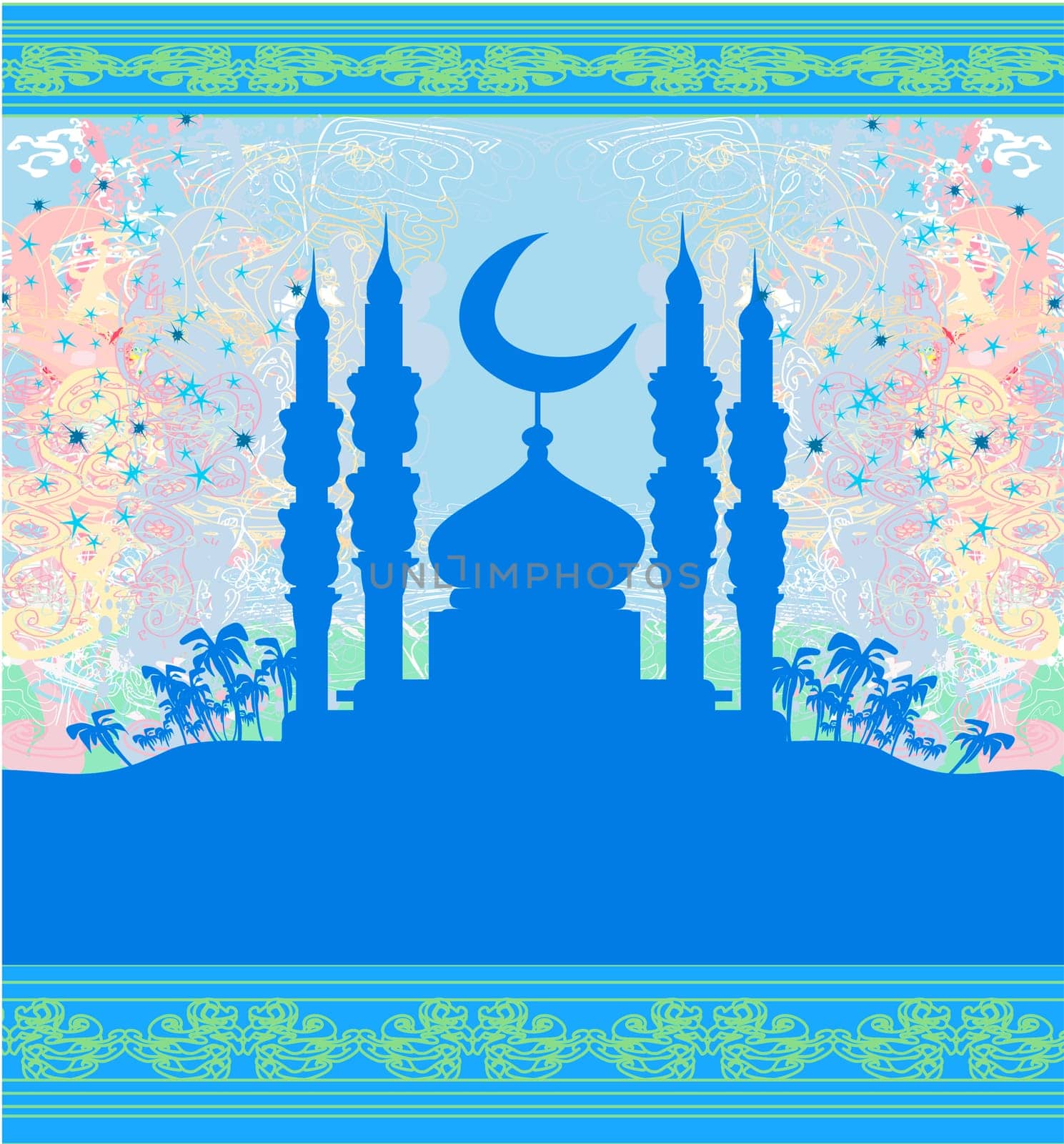 Ramadan background - mosque silhouette illustration card