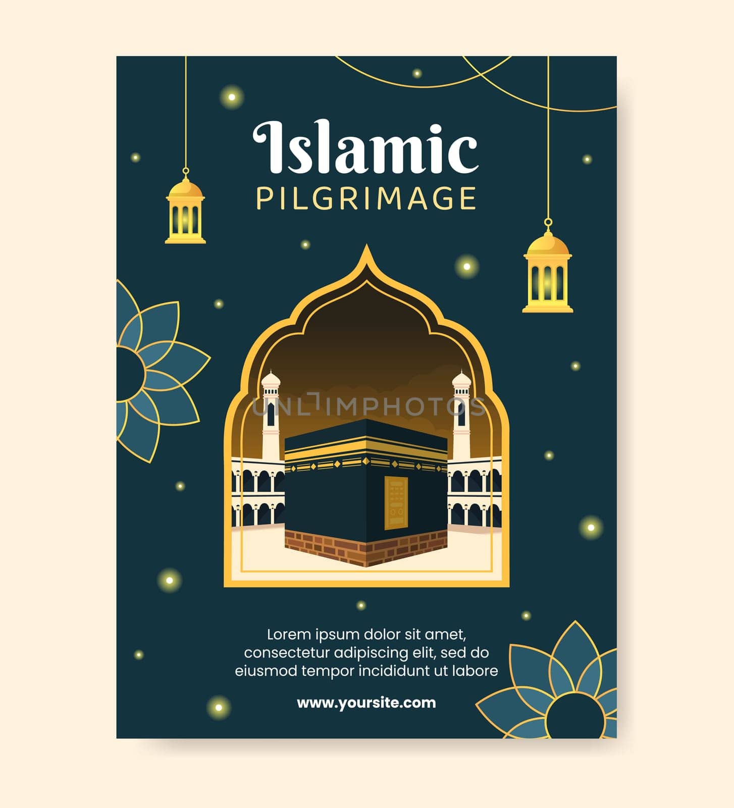 Hajj or Umrah Mabroor Poster Template Social Media Flat Cartoon Background Illustration