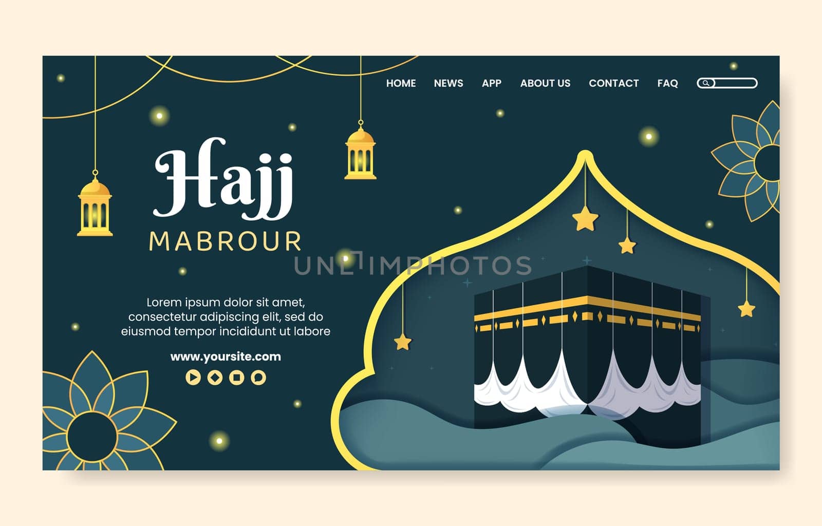 Hajj or Umrah Mabroor Landing Page Template Social Media Flat Cartoon Background Illustration