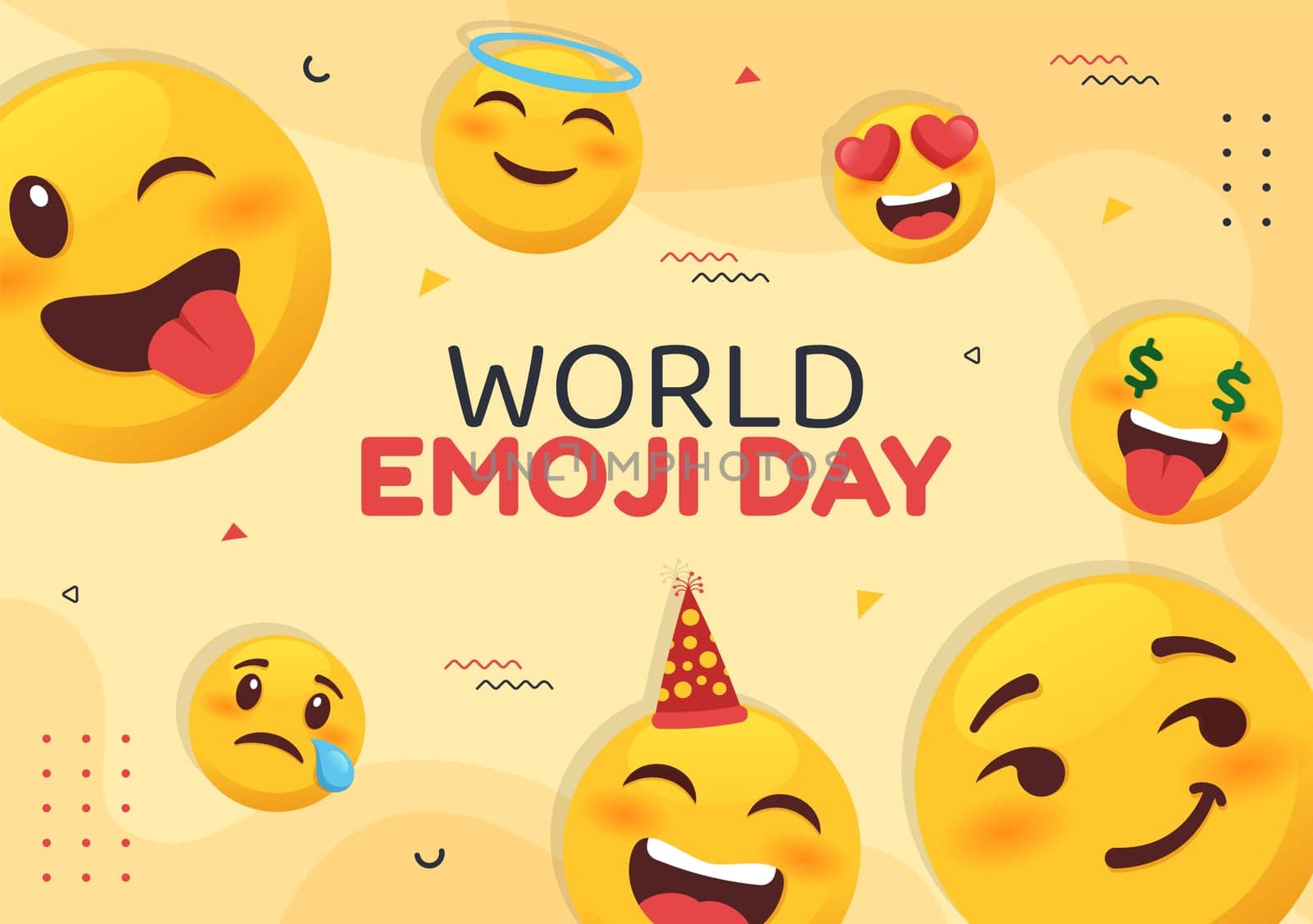 World Emoji Day Social Media Template Flat Cartoon Background Vector Illustration