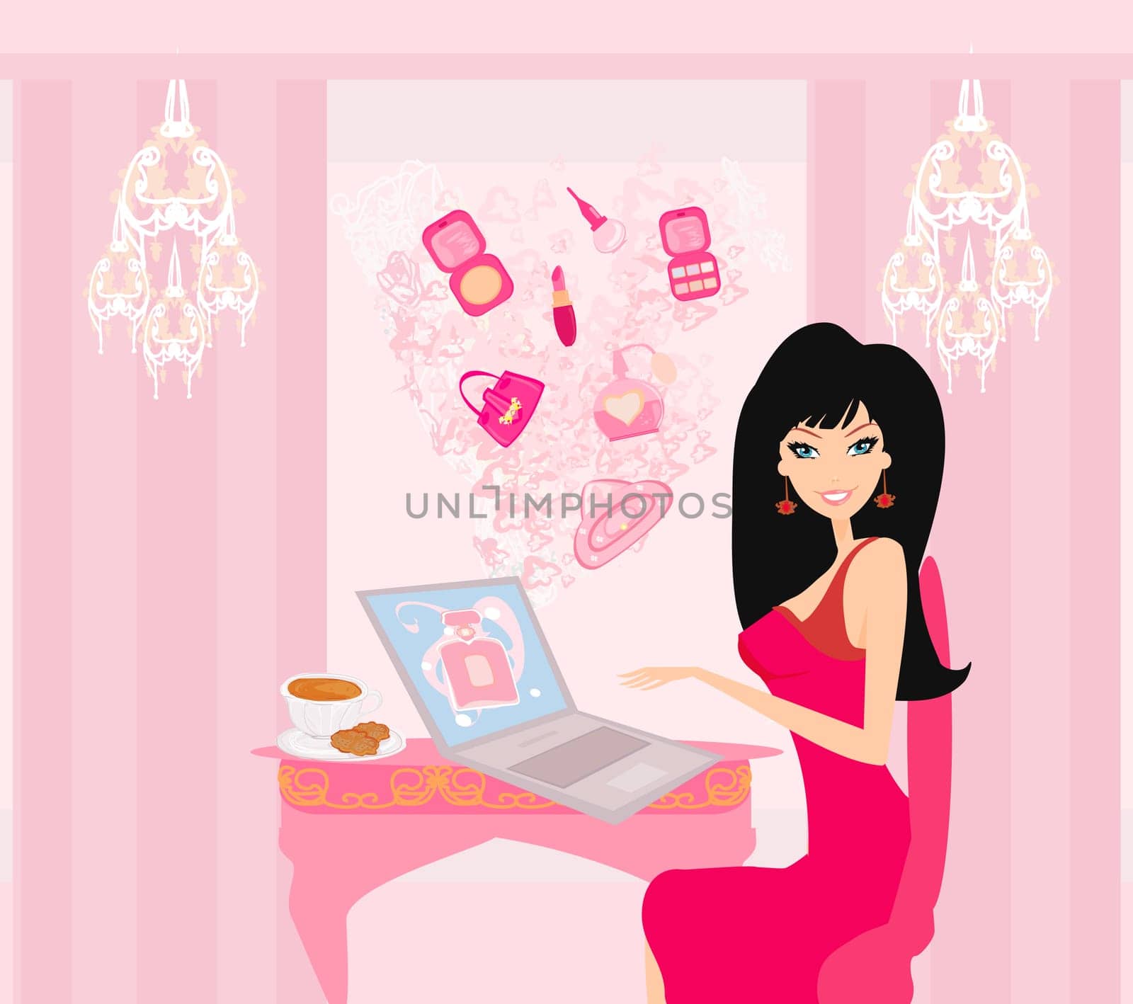 Online shopping girl