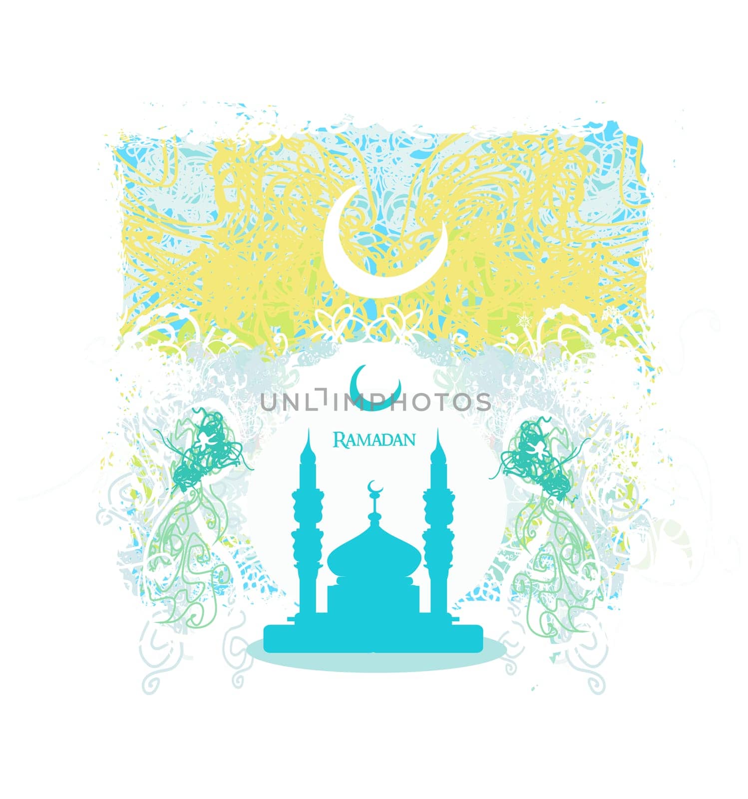 Ramadan background - mosque silhouette illustration card