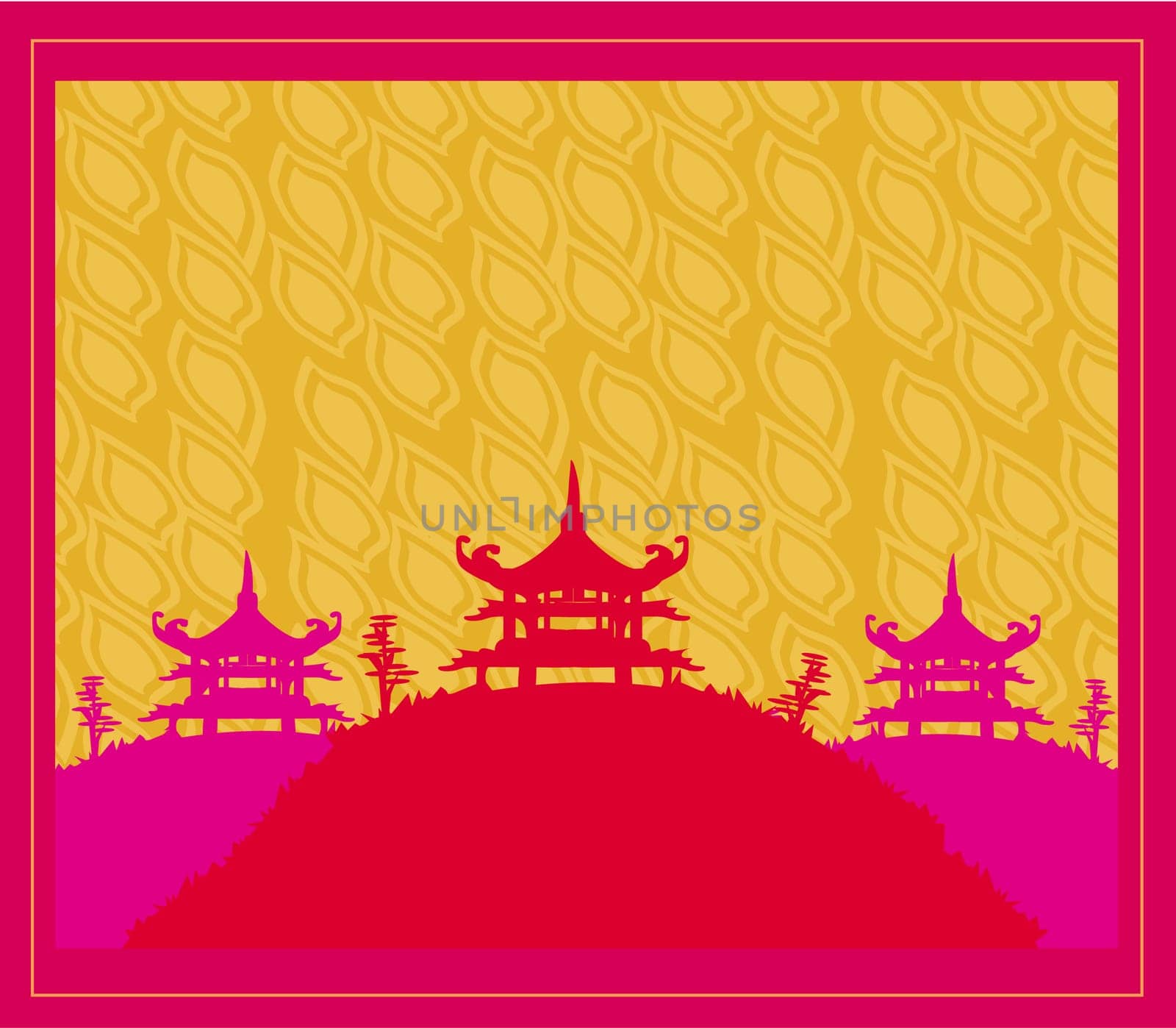 old paper with Asian Landscape