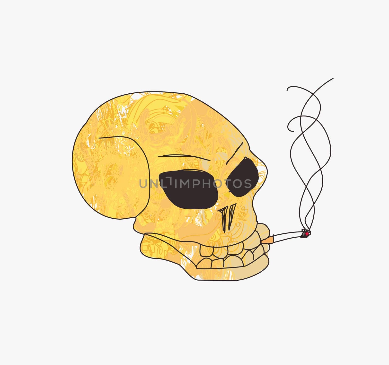 grunge skull smoke a cigarette
