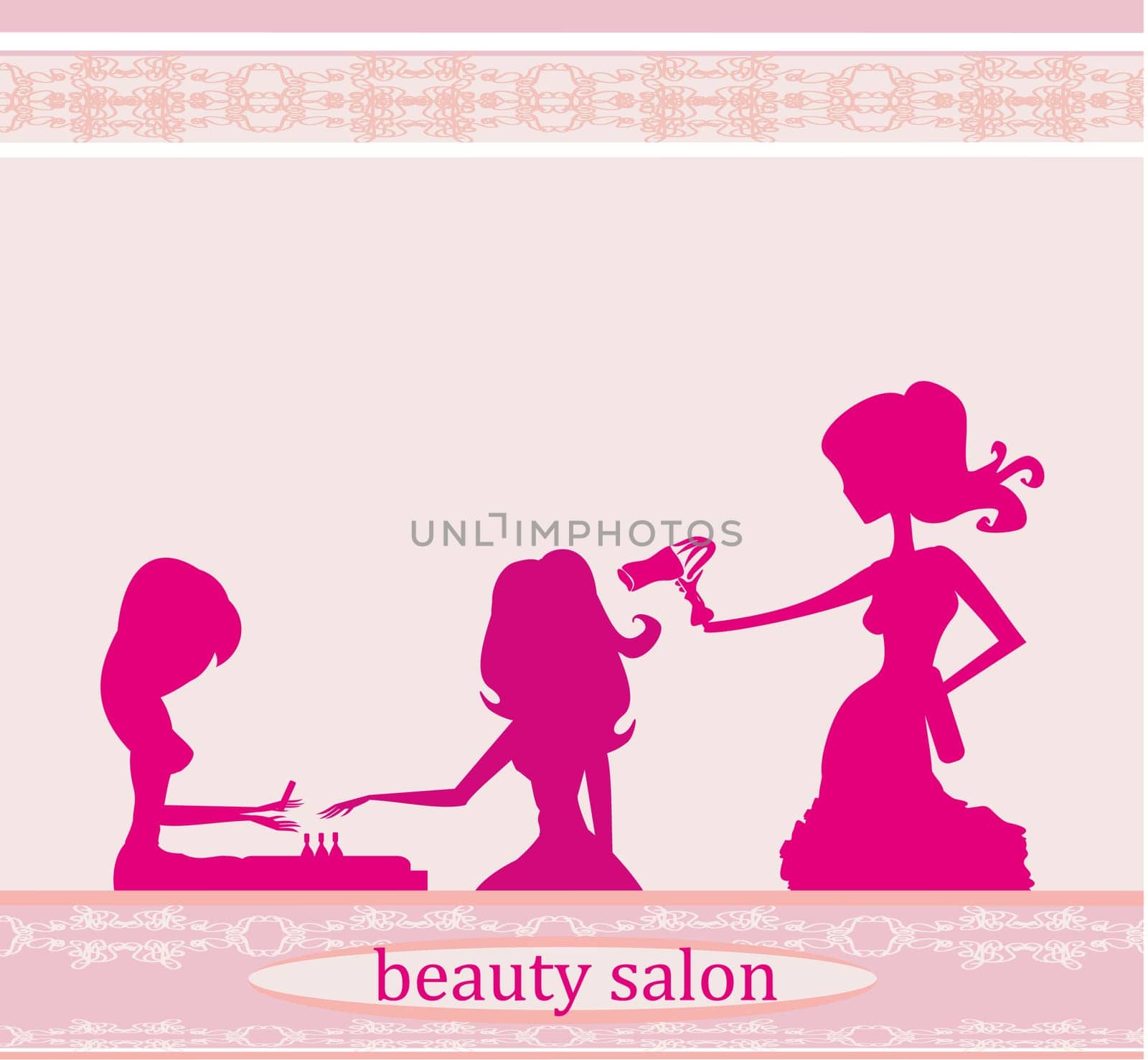 Vector illustration of the beautiful woman in beauty salon