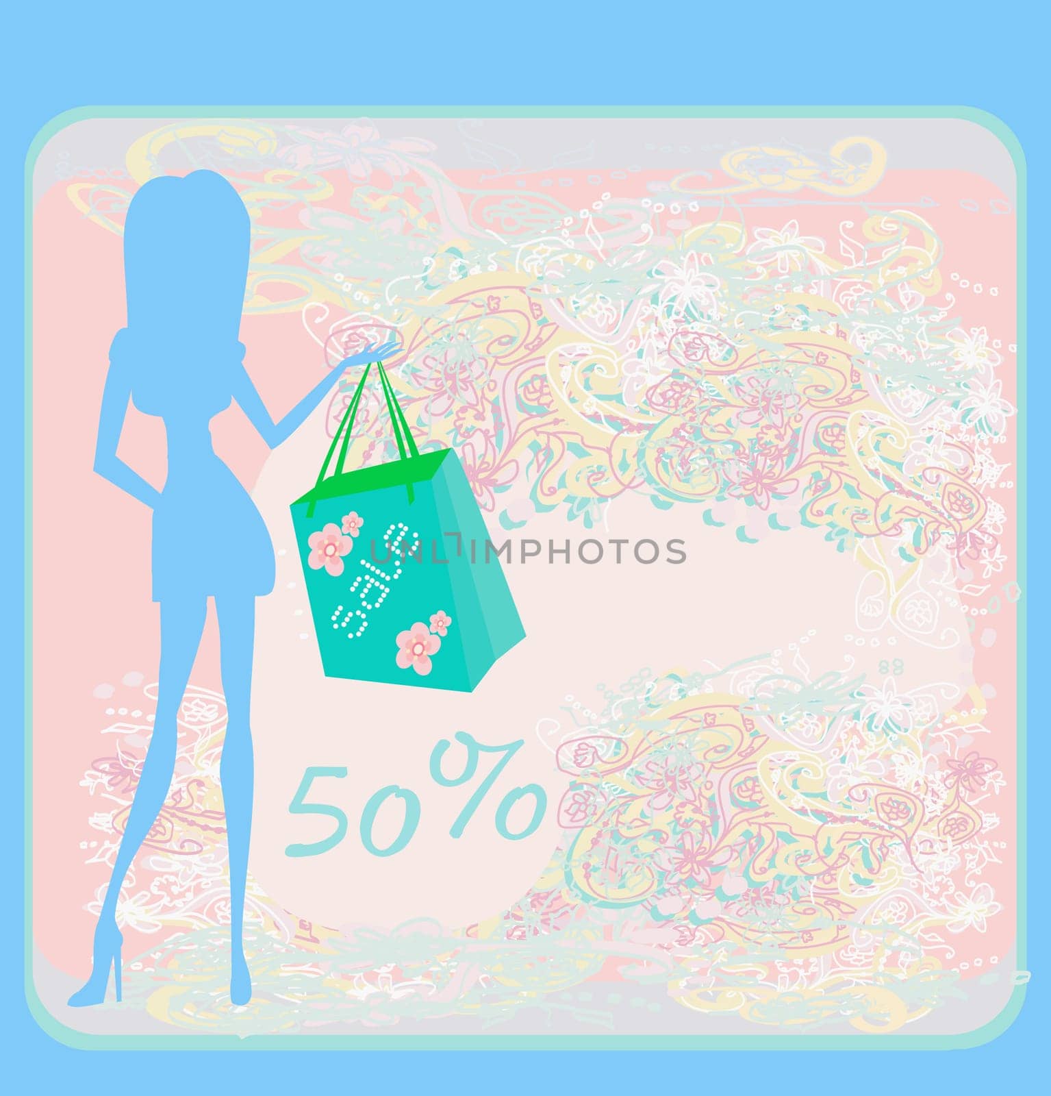 fashion girl Shopping illustration