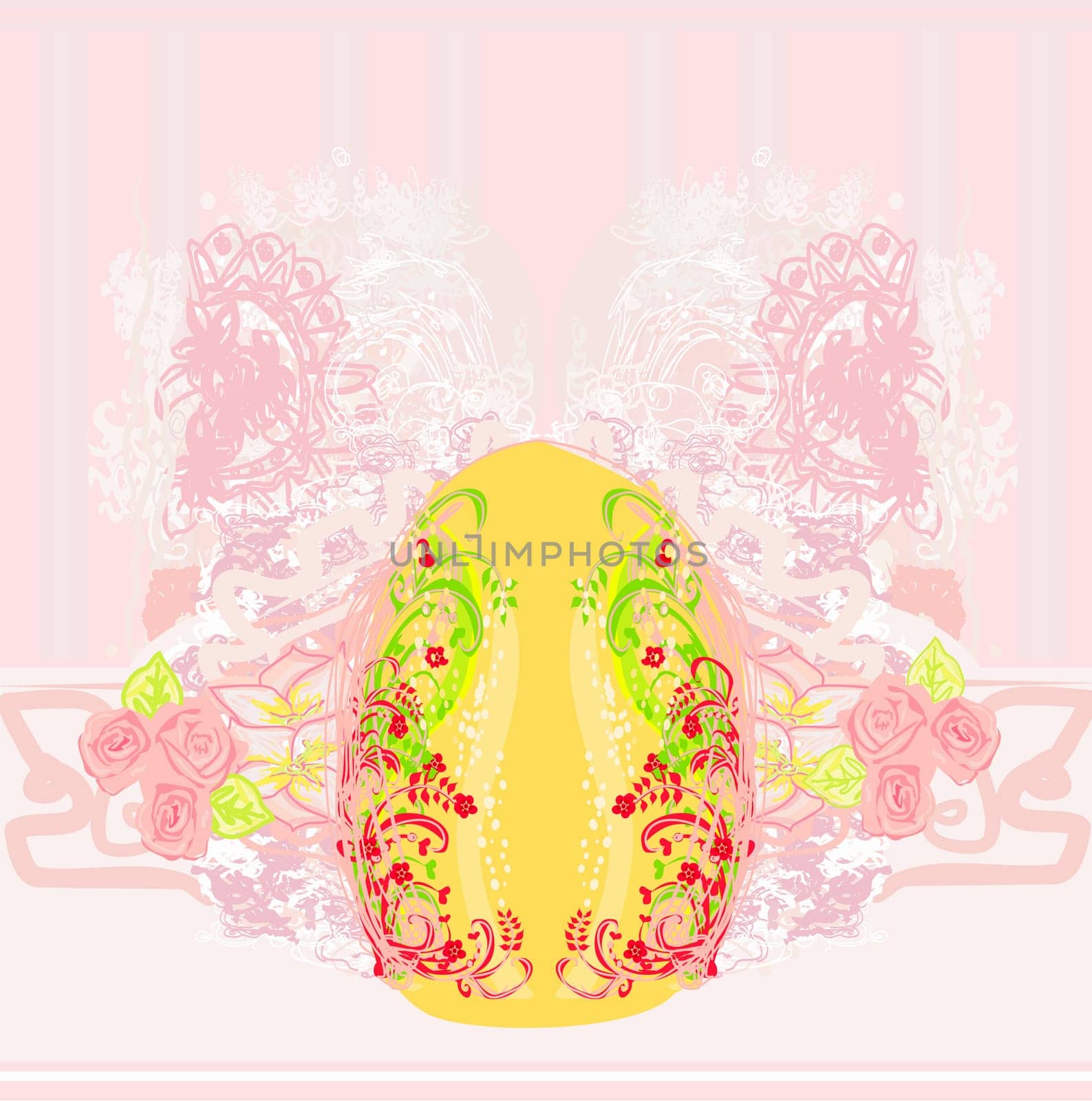 Easter Egg On floral Background