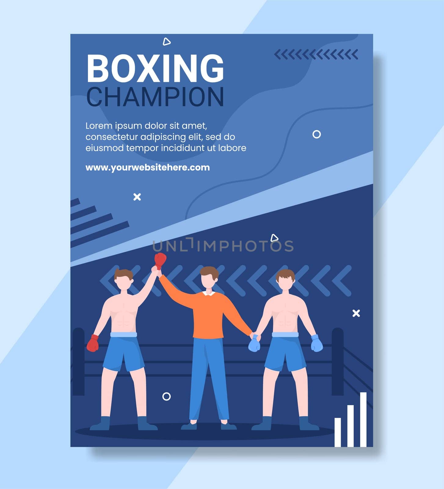 Professional Boxing Sport Poster Template Cartoon Background Vector Illustration