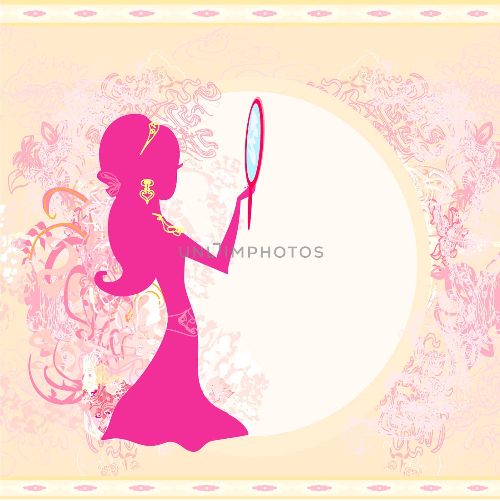Girl and jewellerys - abstract background