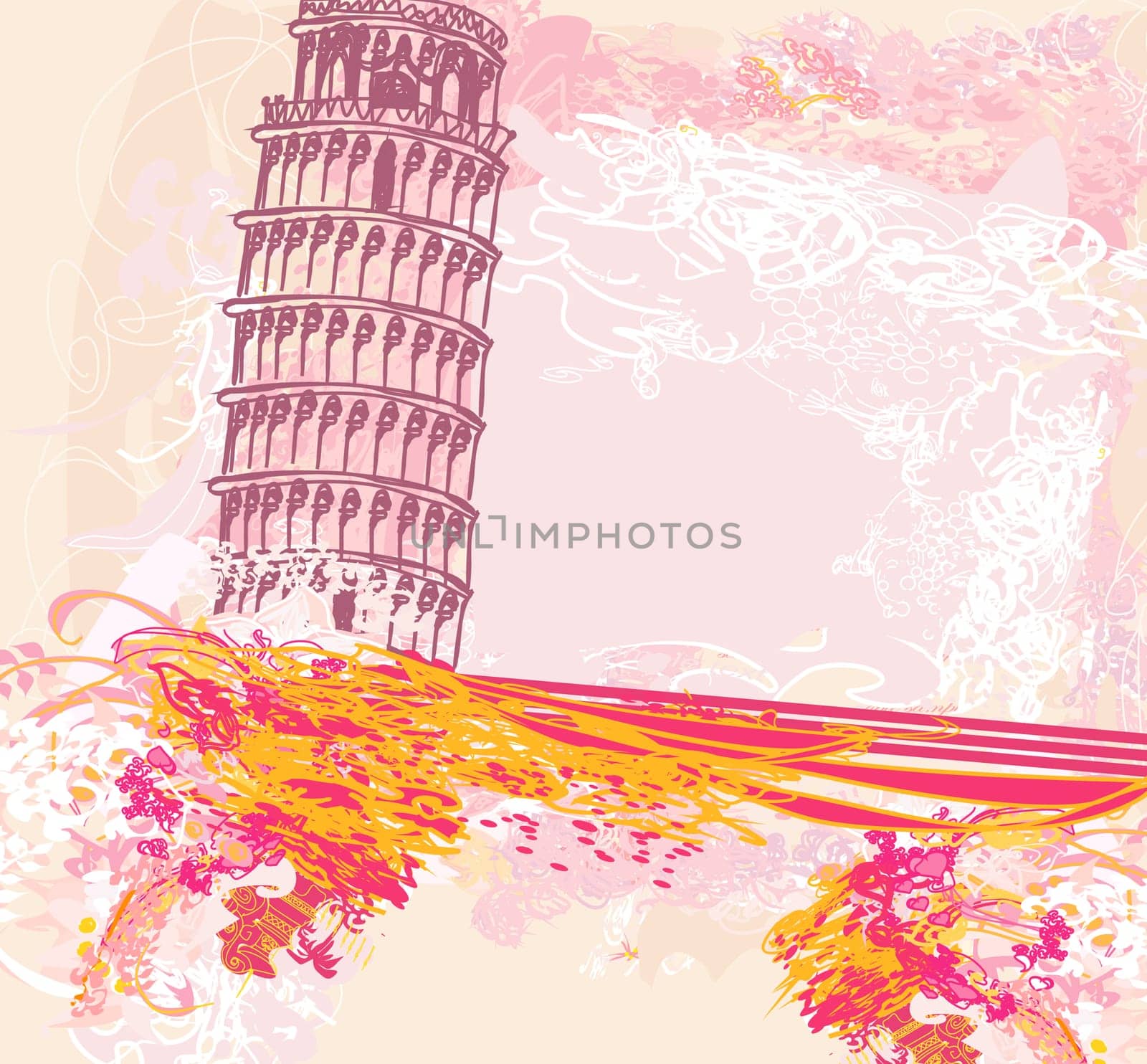 vector pisa tower grunge background