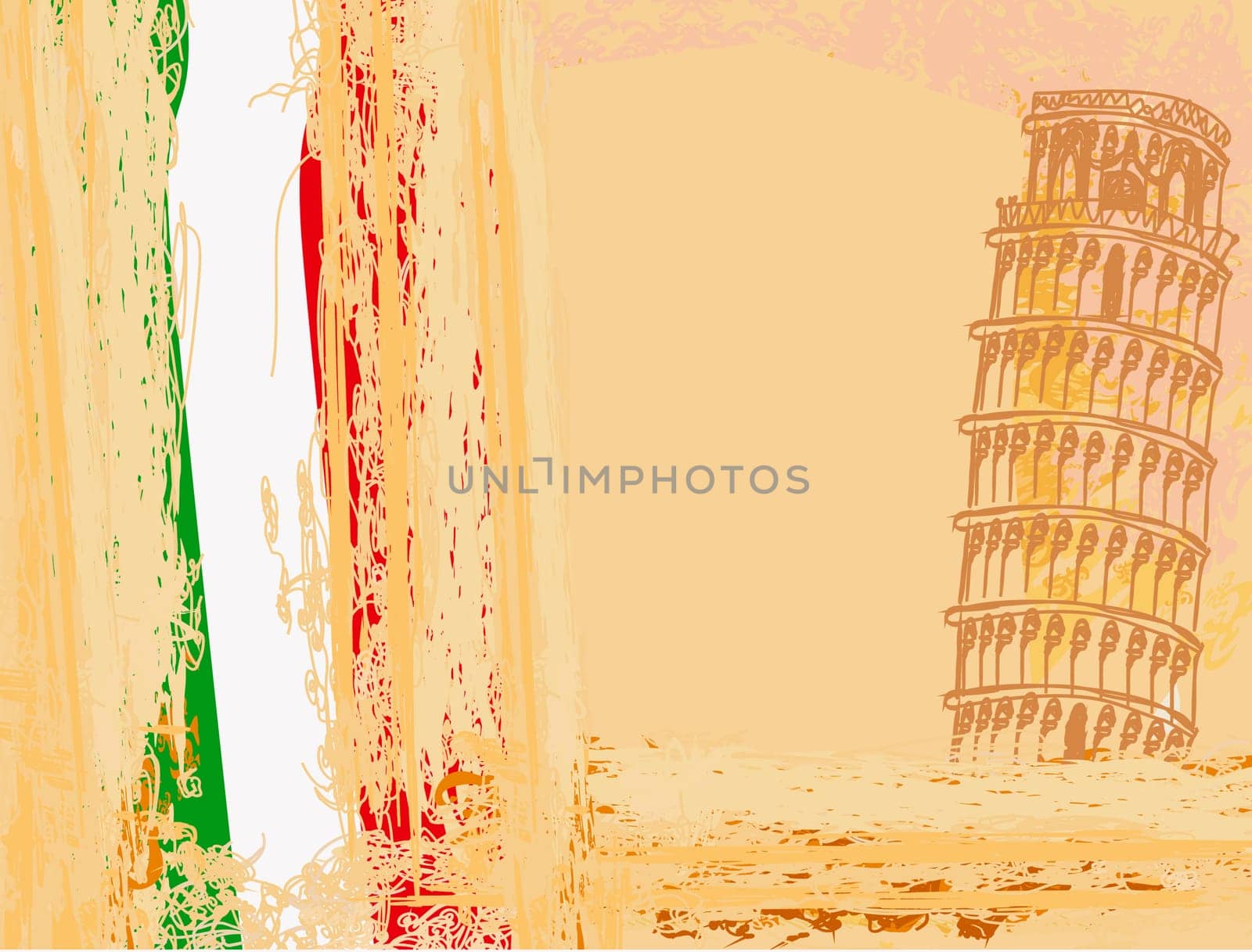 vector pisa tower grunge background