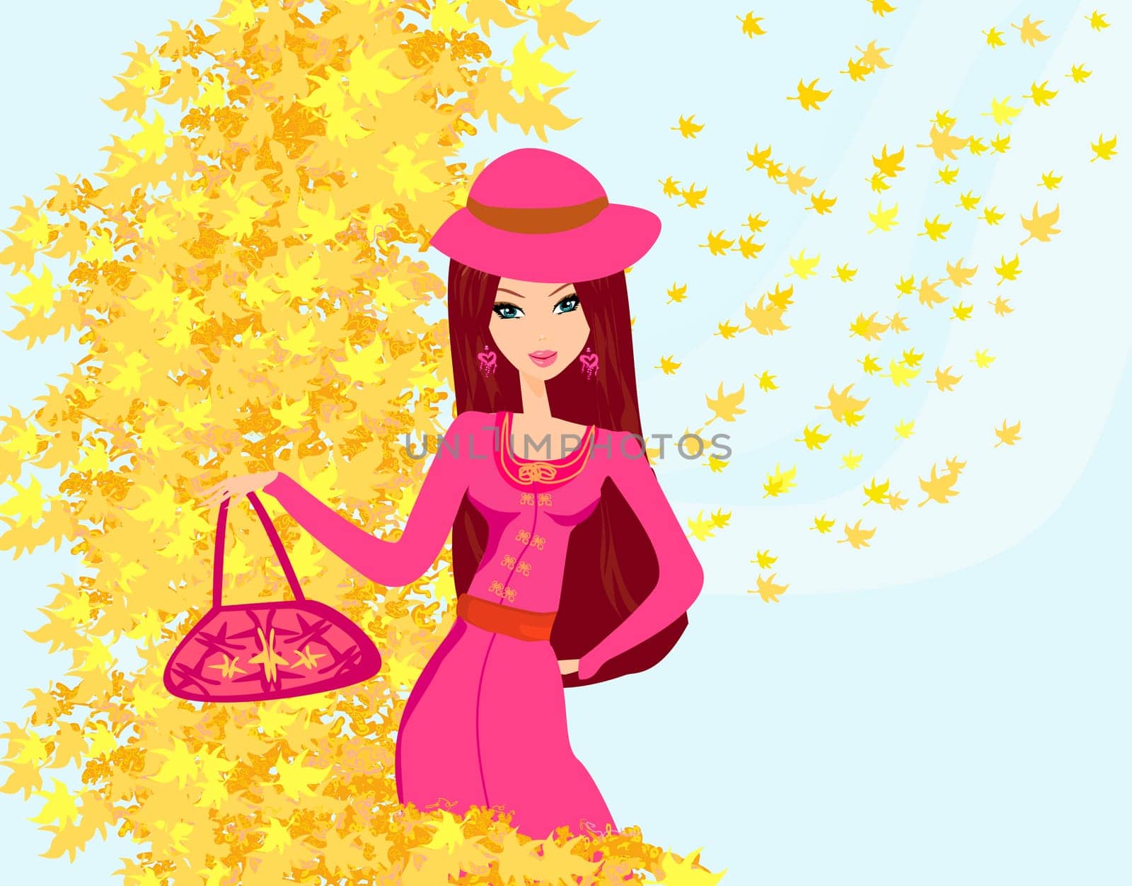 beautiful girl in autumn background