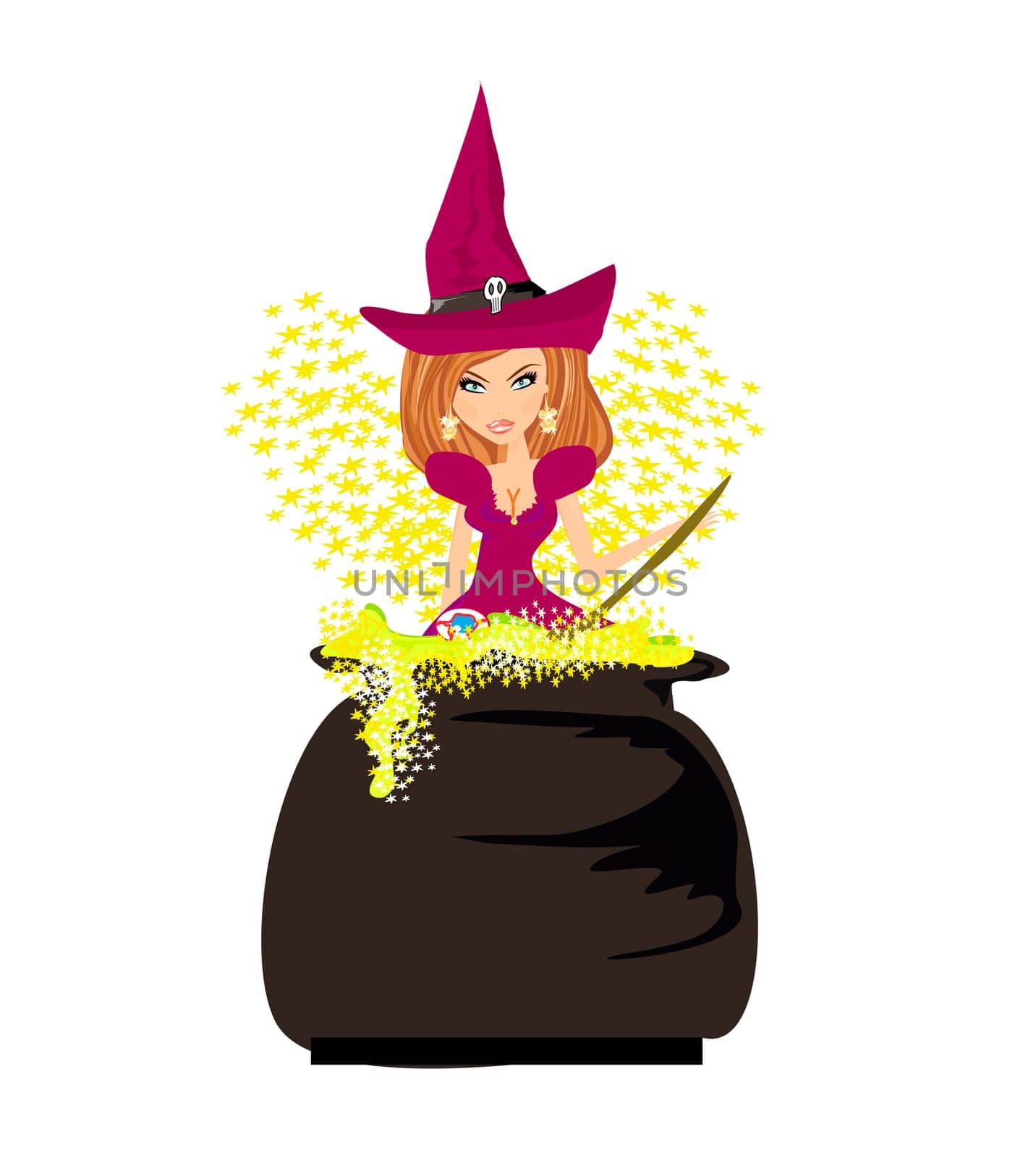 Halloween witch preparing potion