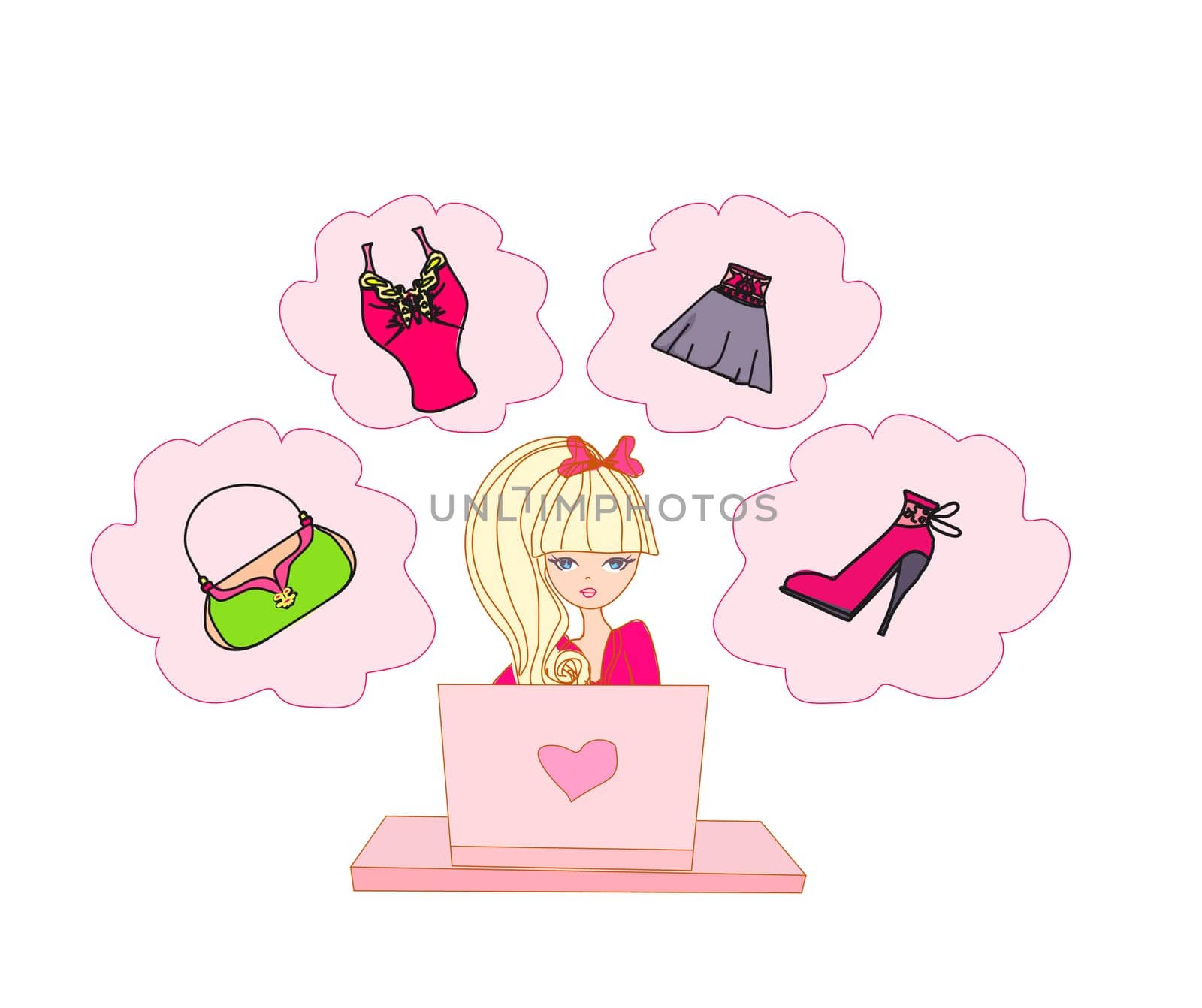 Online shopping girl