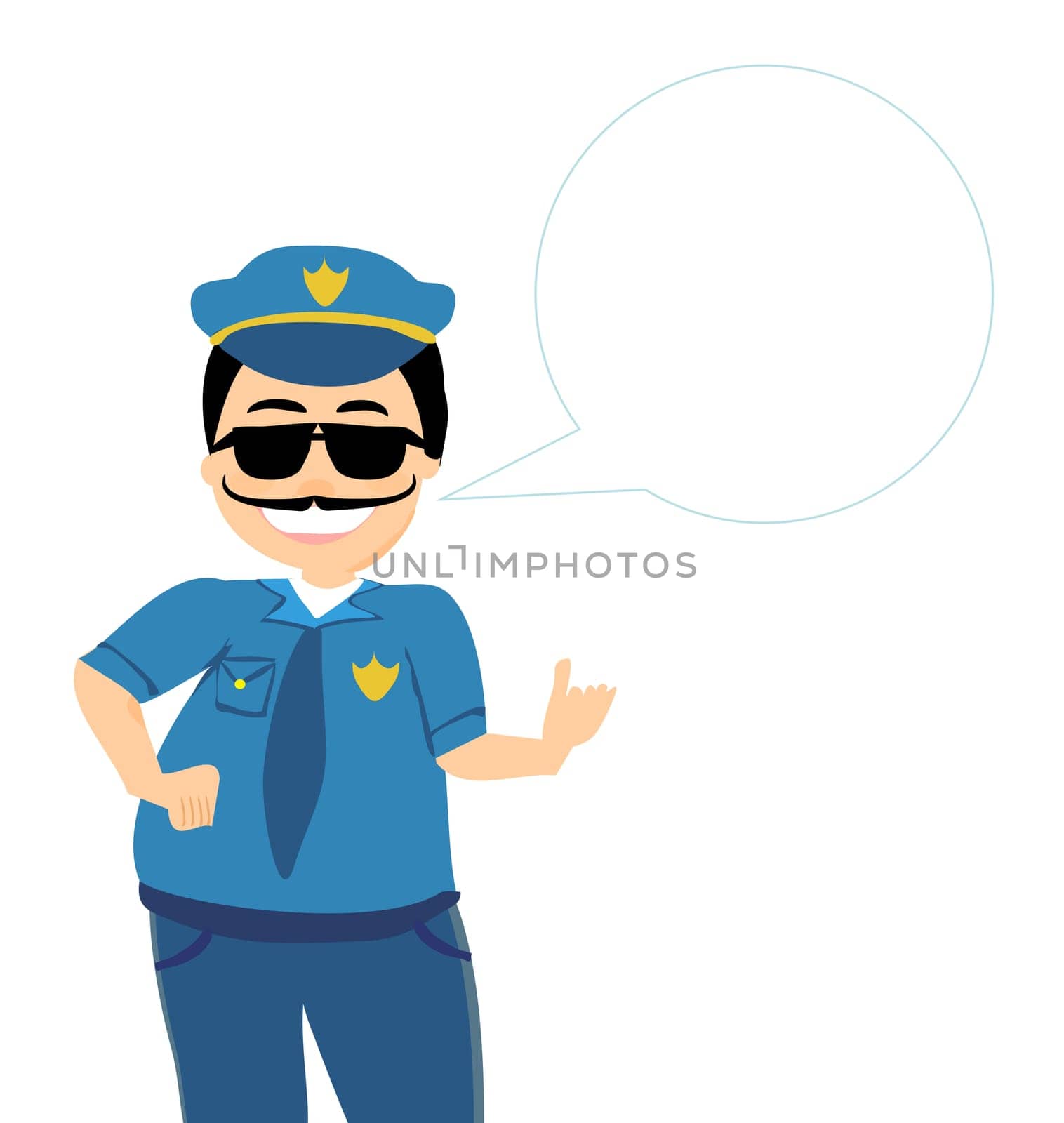 policeman in uniform and goggles vector illustration isolated on white background
