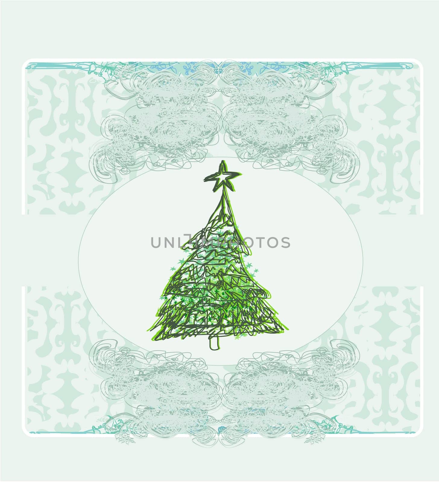 Abstract retro christmas tree card