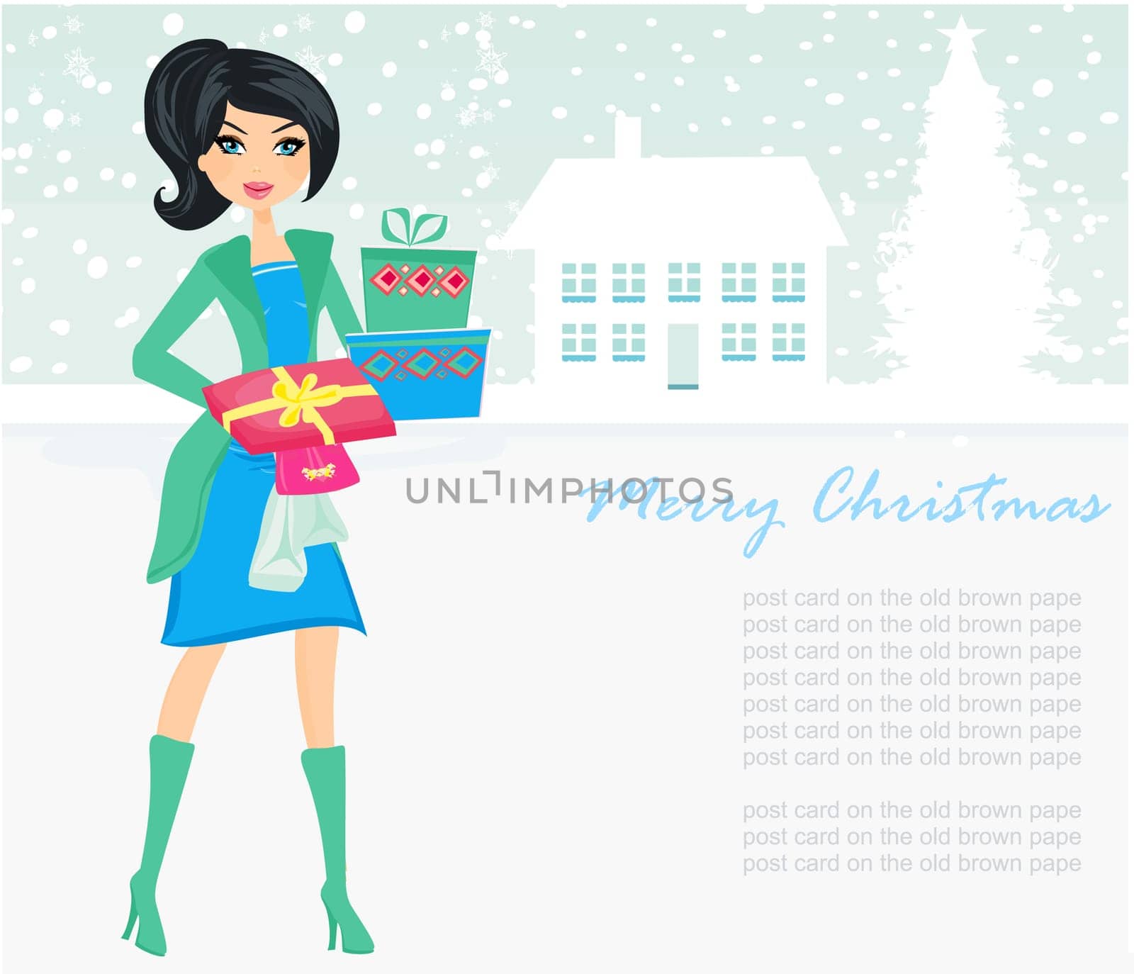 fashion shopping girl with shopping bags and gift box
