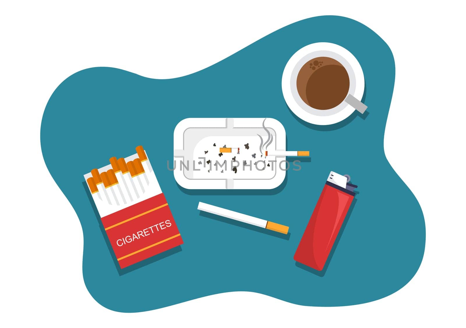 Stop Smoking or No Cigarettes for Fight Against Unhealthy Smoker Habit, Medical and as an Early Warning in Flat Cartoon Illustration