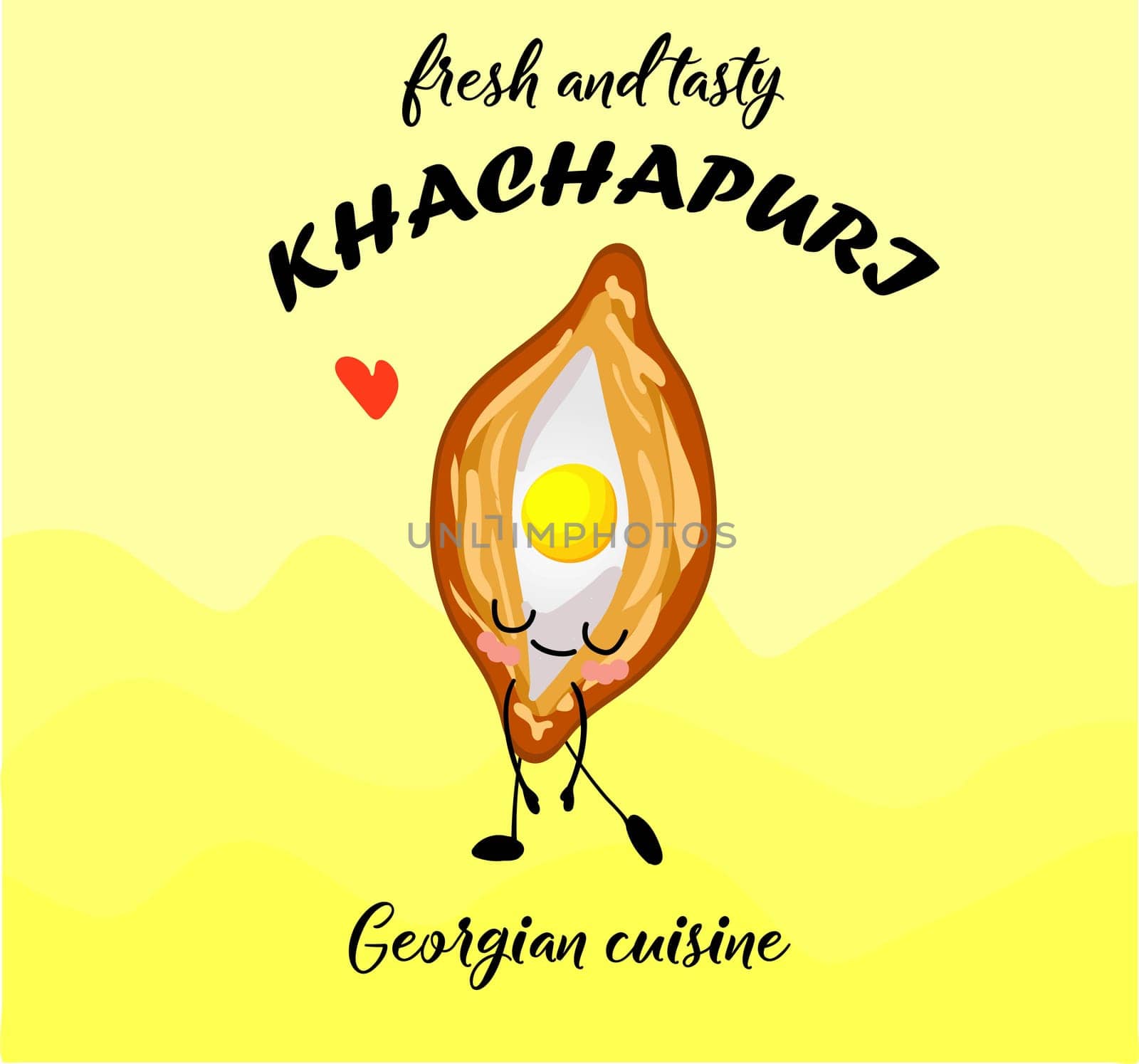 Khachapuri in Adjarian. Open pie with mozzarella and egg. Georgian cuisine.