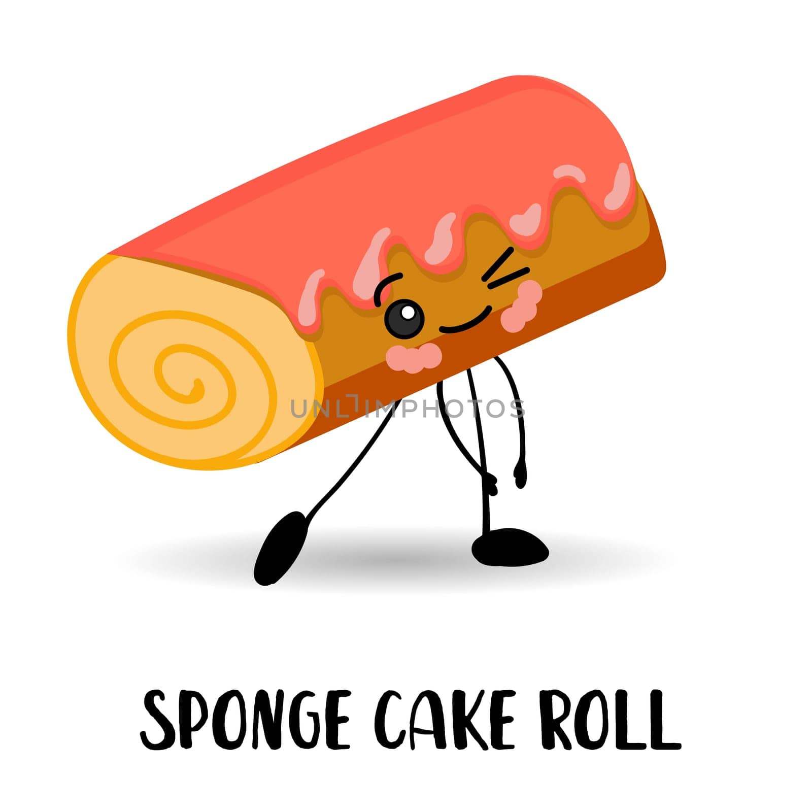 BISCUIT ROLL. Cartoon character with arms and legs and a smile and eyes