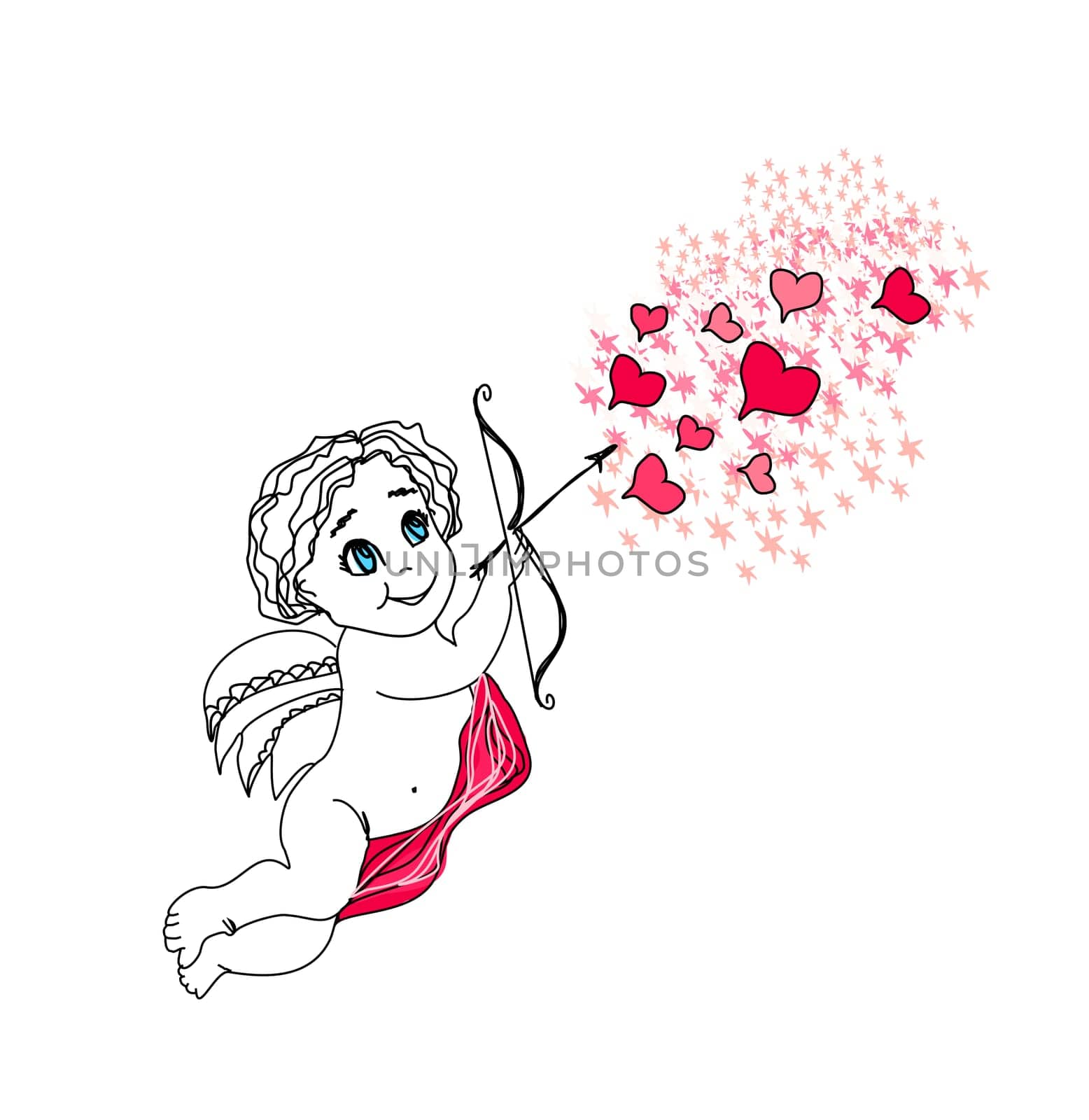 happy valentines day card with cupid