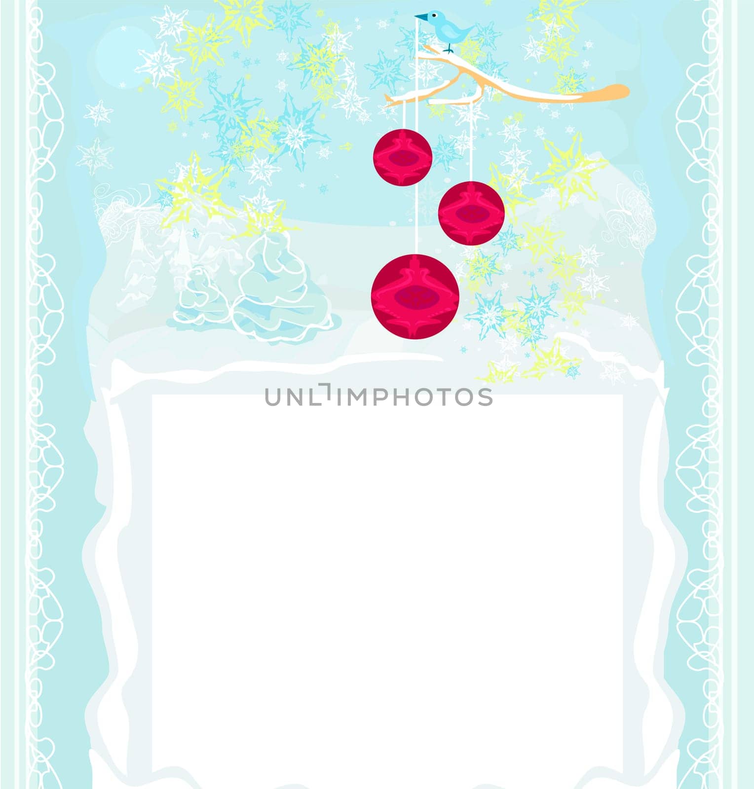 Christmas bird with decorative balls