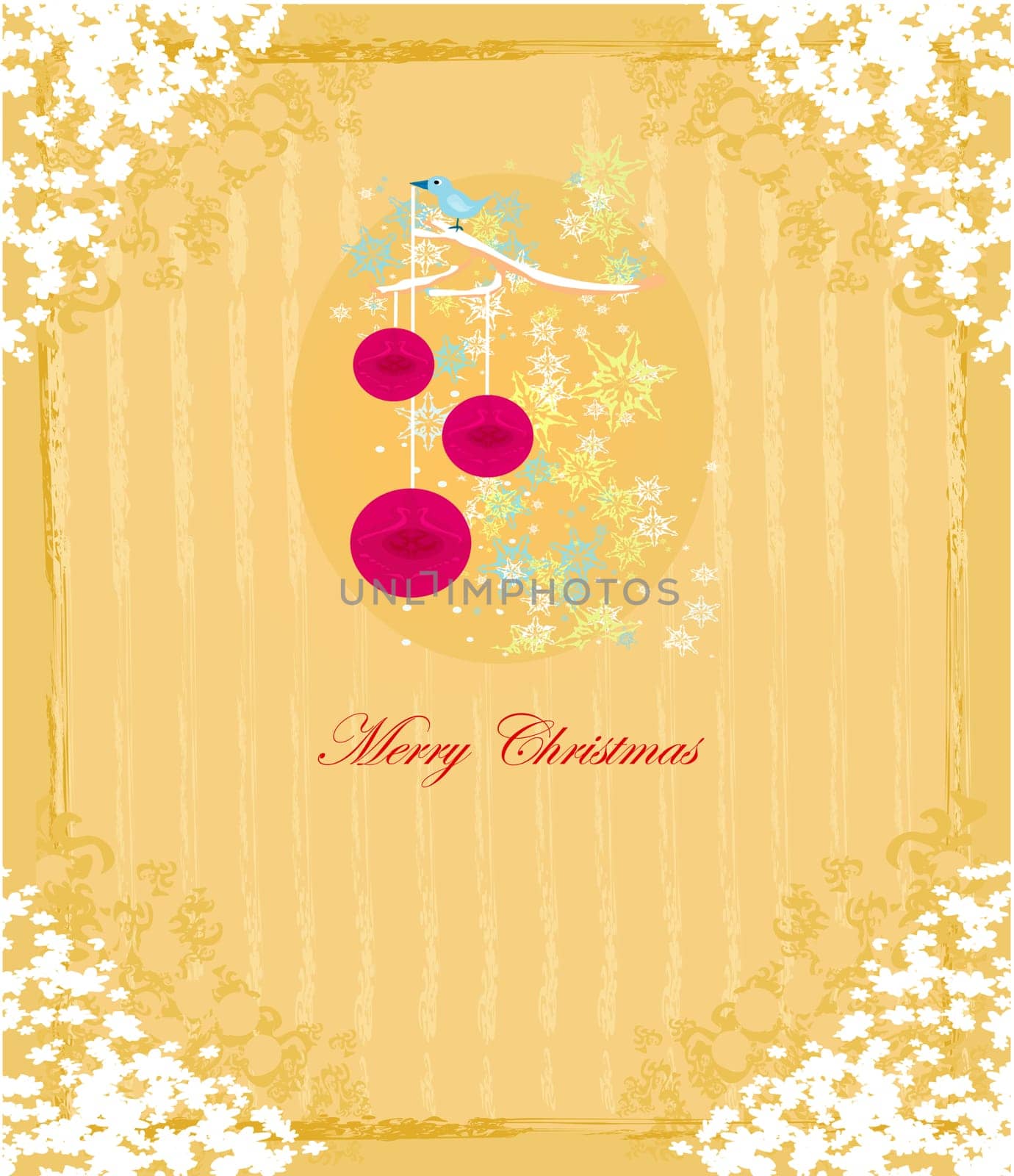 Christmas bird with decorative balls