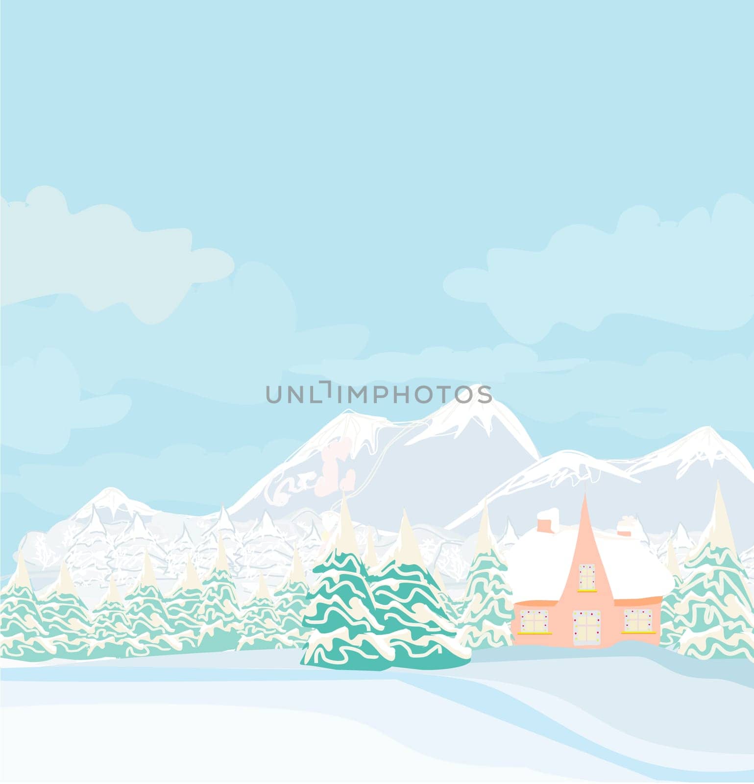 winter landscape - vector