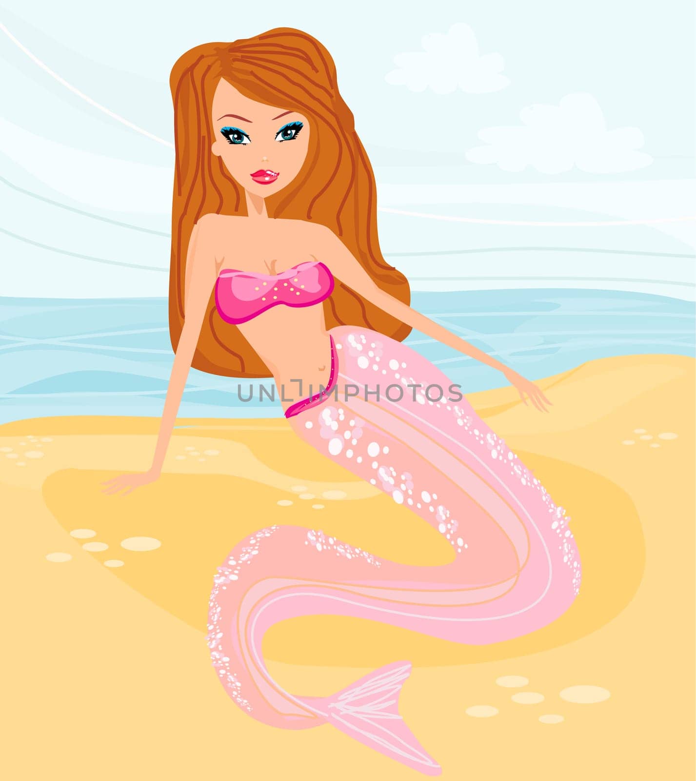 Illustration of a Beautiful mermaid