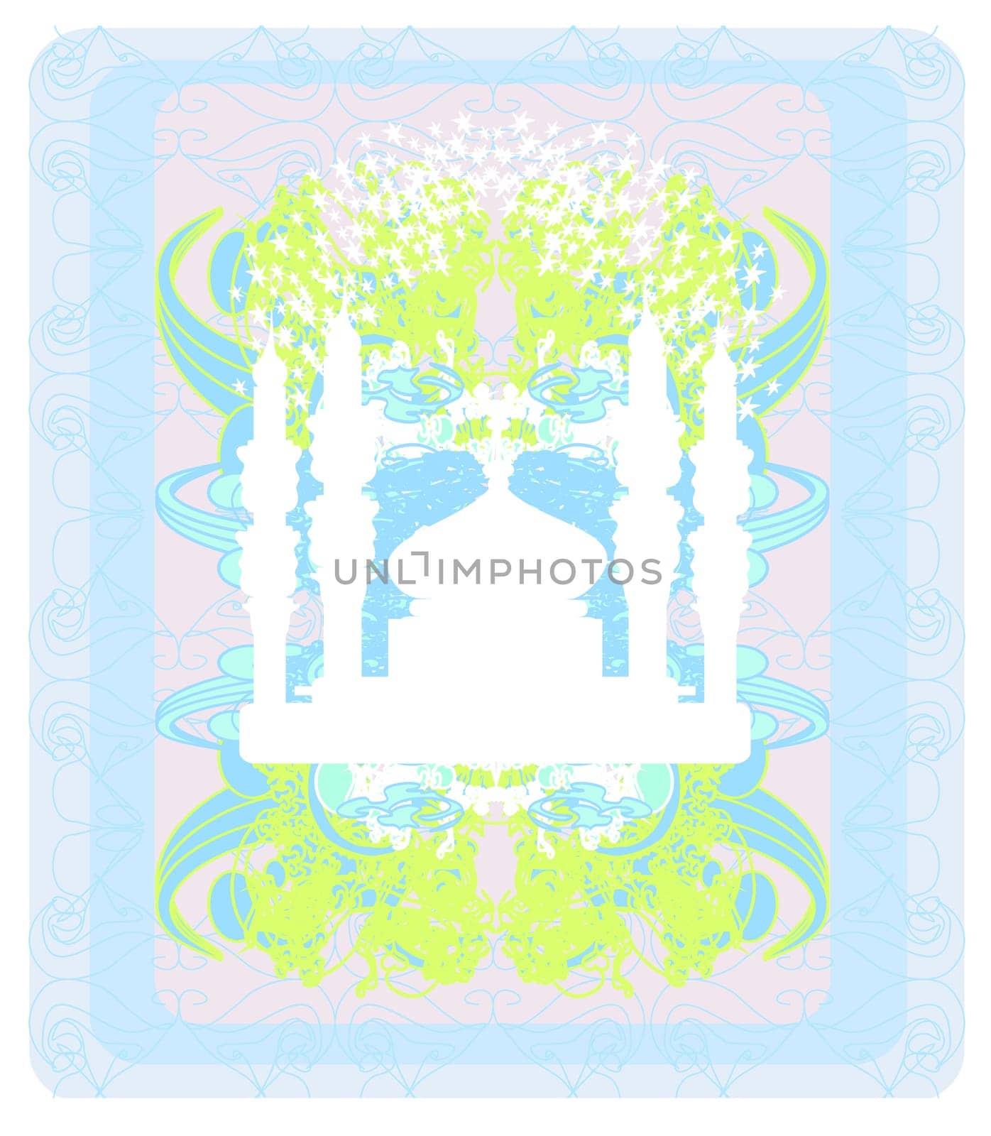 Ramadan background - mosque silhouette illustration card