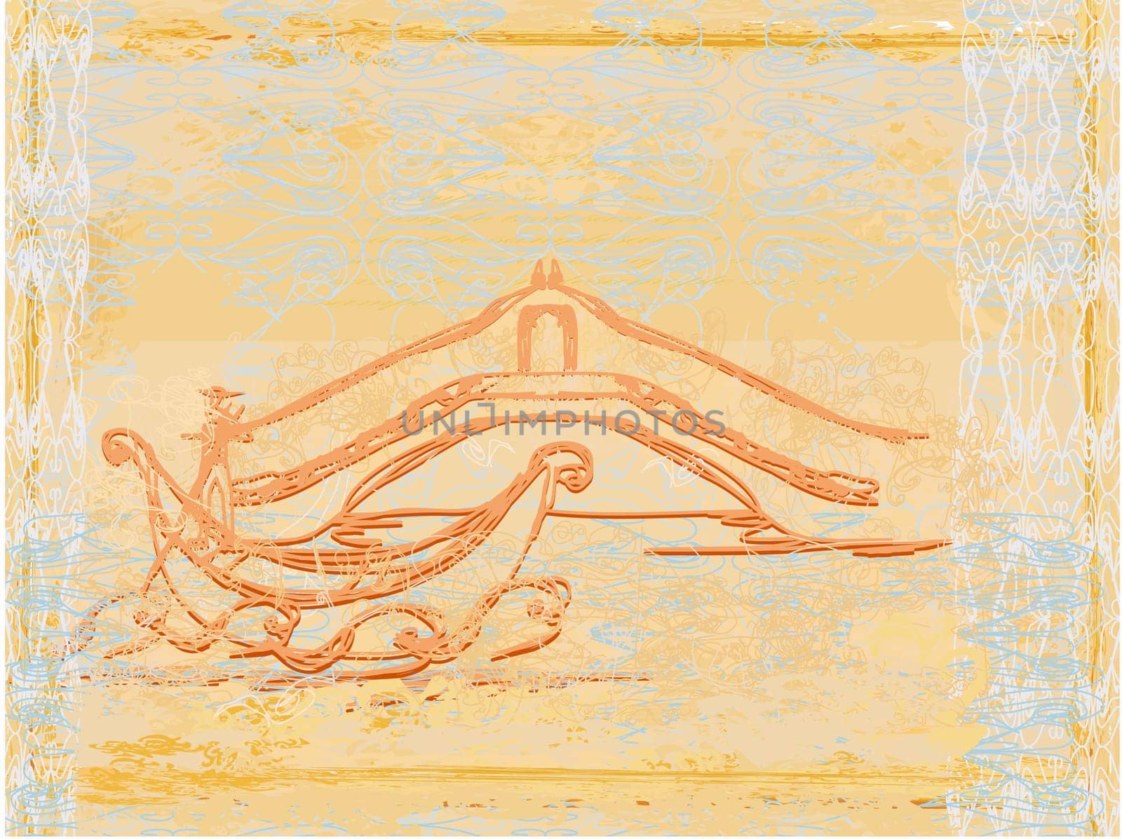 Venetian gondola. retro style card. vector illustration.