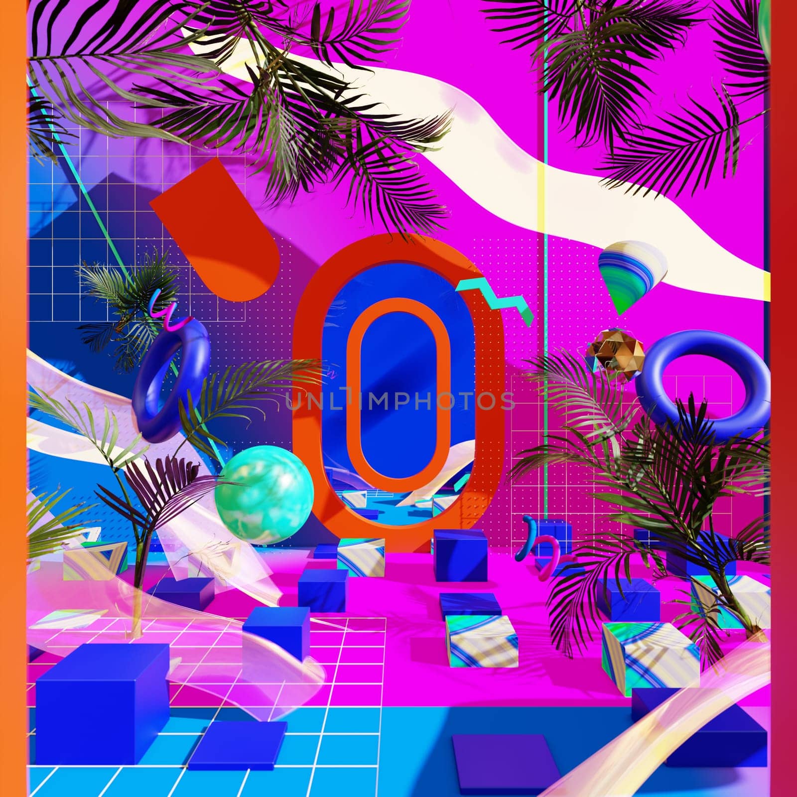 3D illustration Background for advertising and wallpaper in art retro and memphis art scene. 3D rendering in decorative concept.