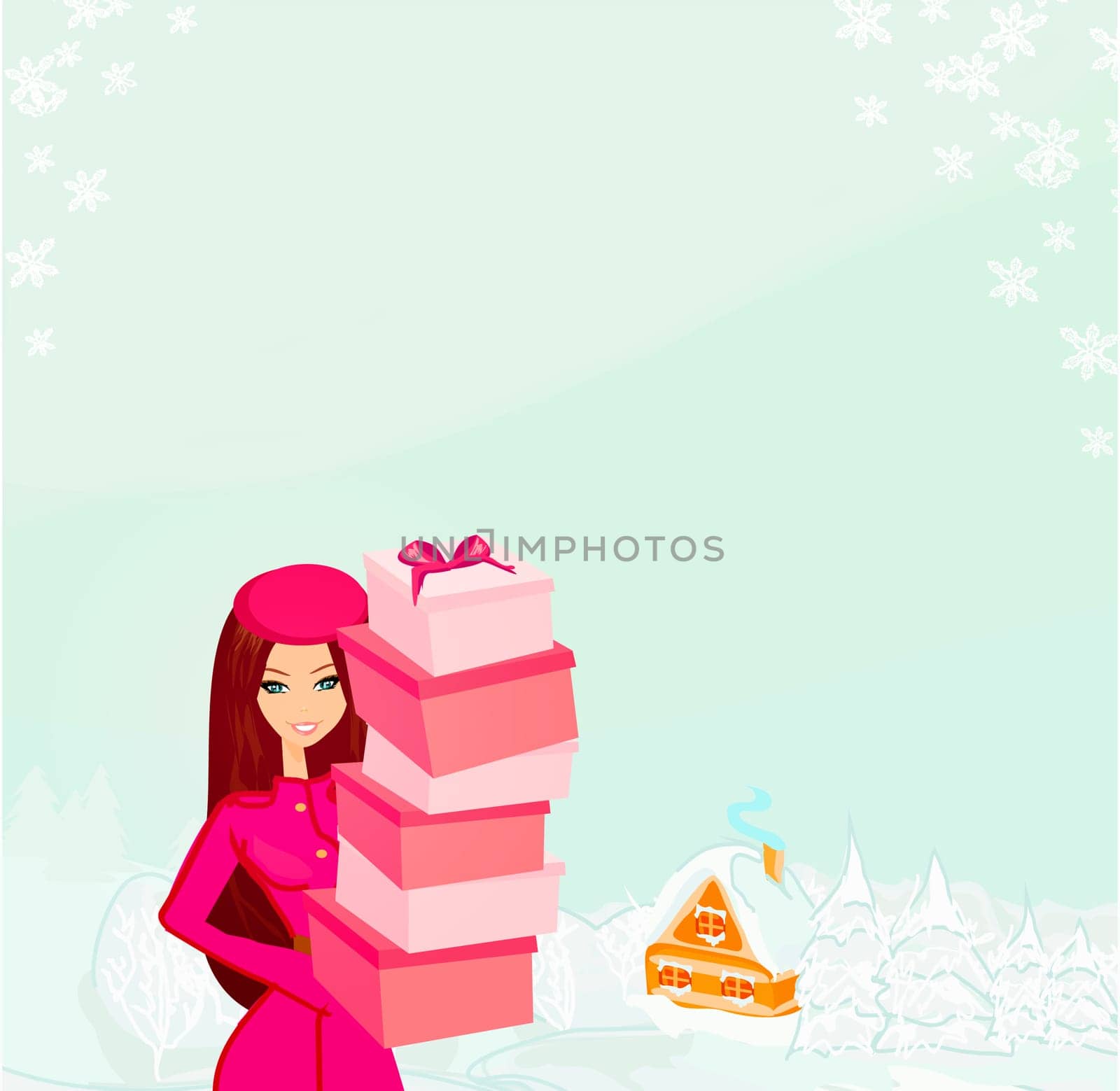 fashion shopping girl with gift box