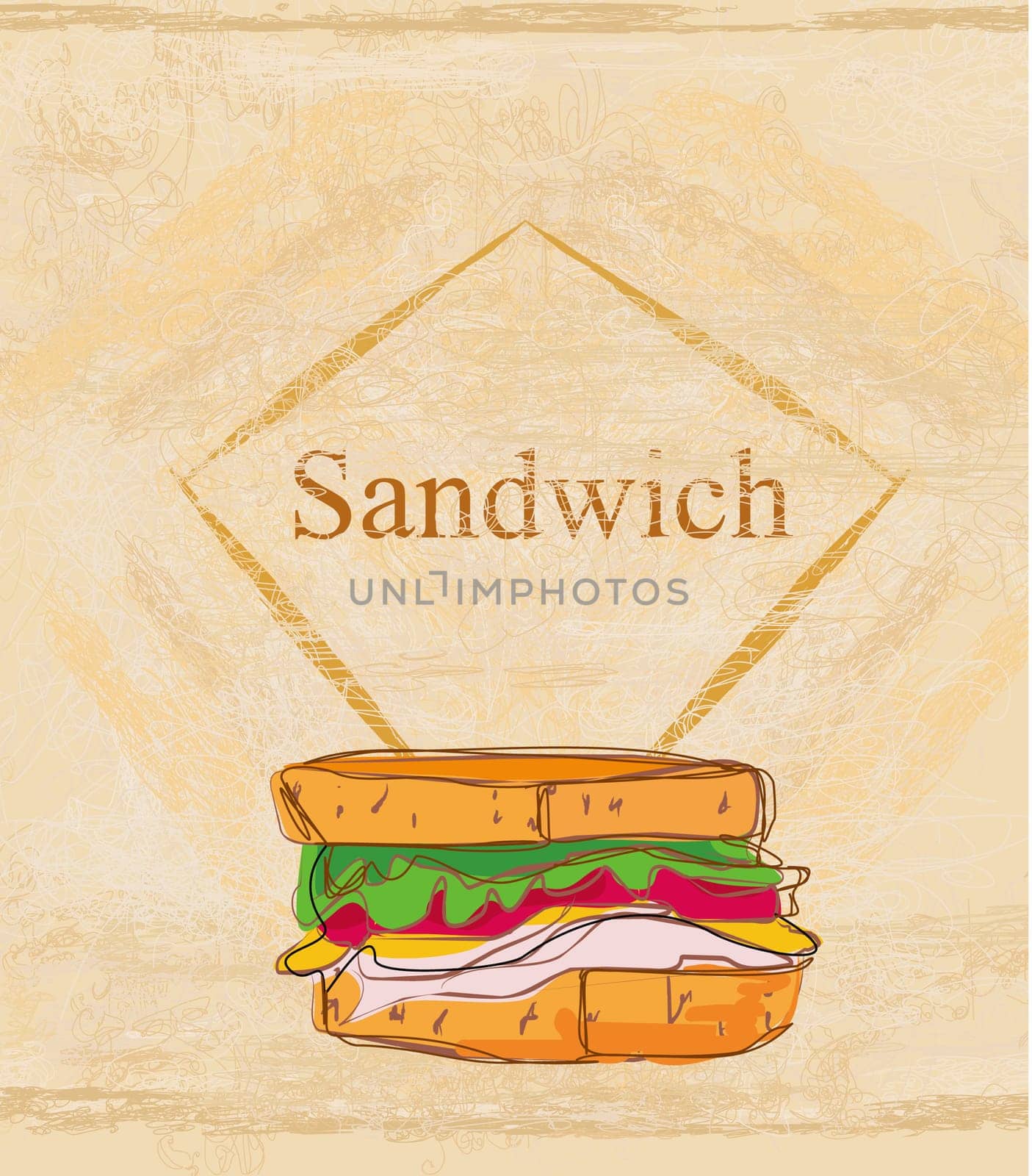 grunge background with sandwich