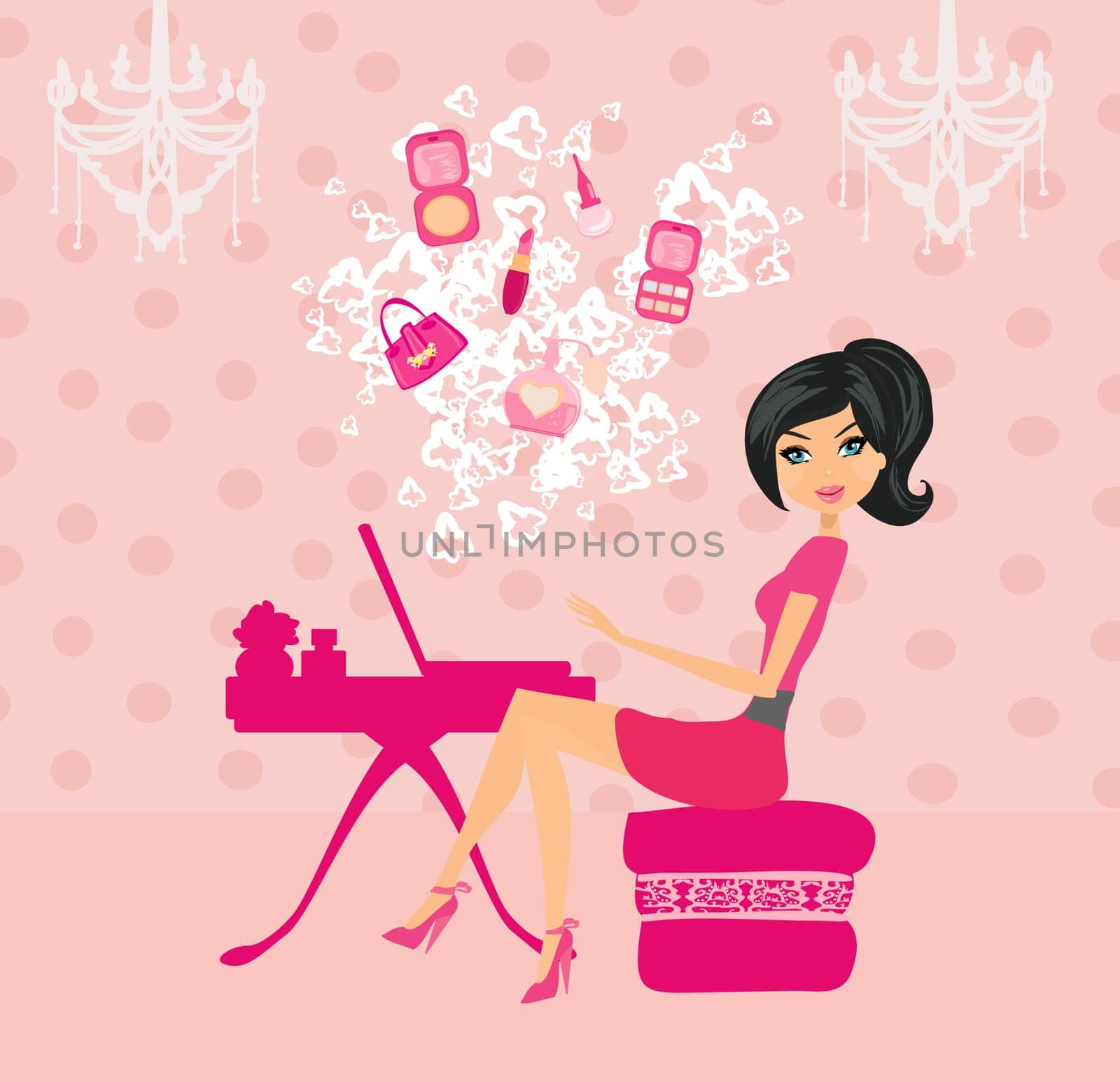 Online shopping girl
